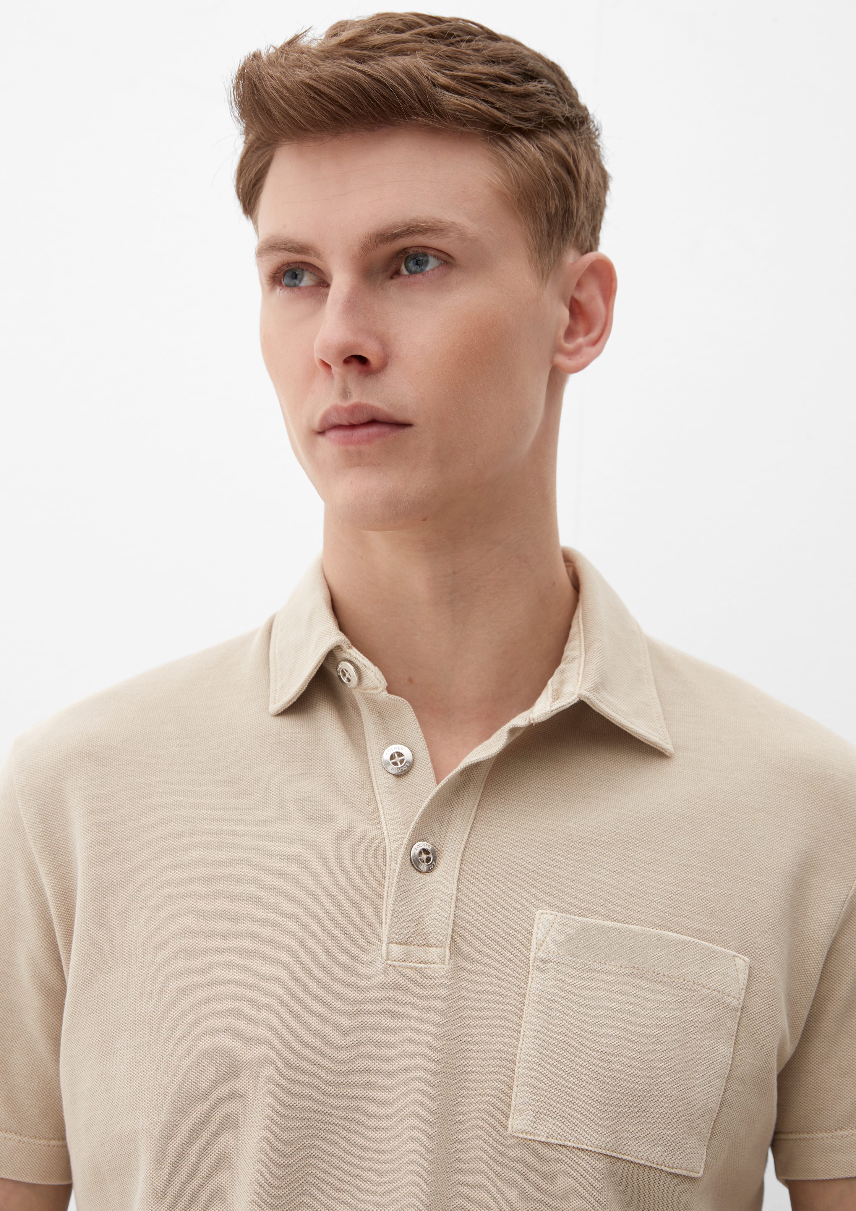 Kurzarmshirt s.Oliver aus Baumwoll-Piqué beige Poloshirt