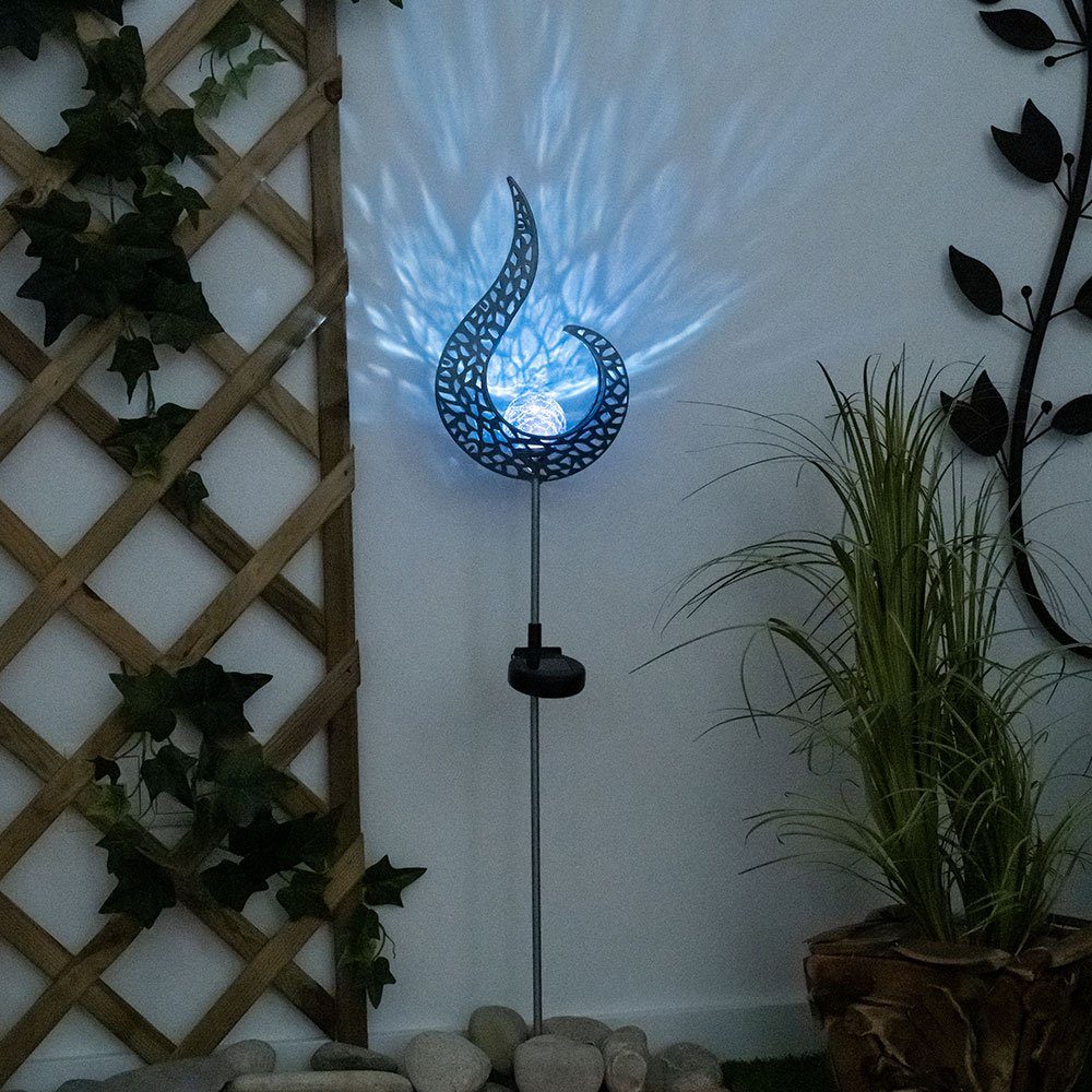 Globo LED Solarleuchte, LED-Leuchtmittel fest Gartendeko Kaltweiß, Fackeln Flamme 2x verbaut, Solarleuchte Solar