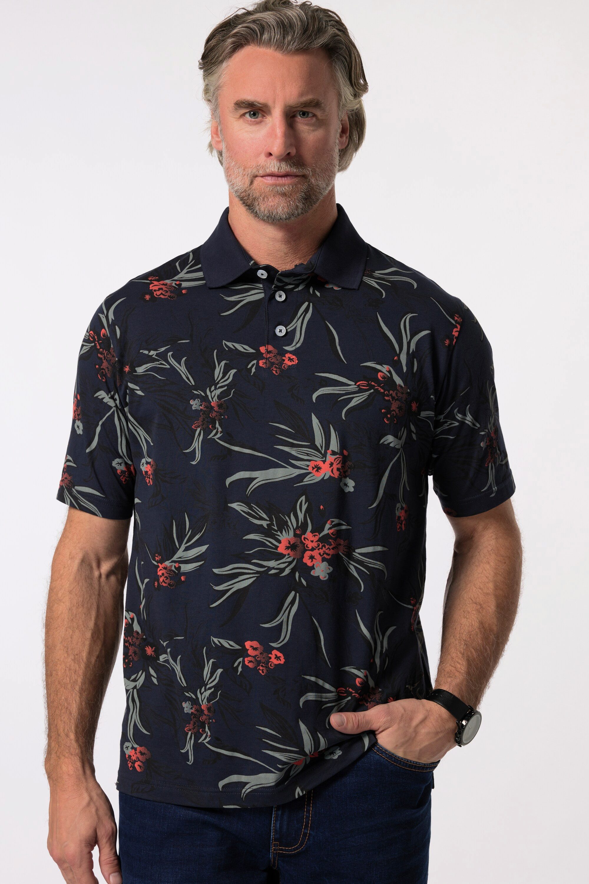 Poloshirt Poloshirt Halbarm Alloverprint