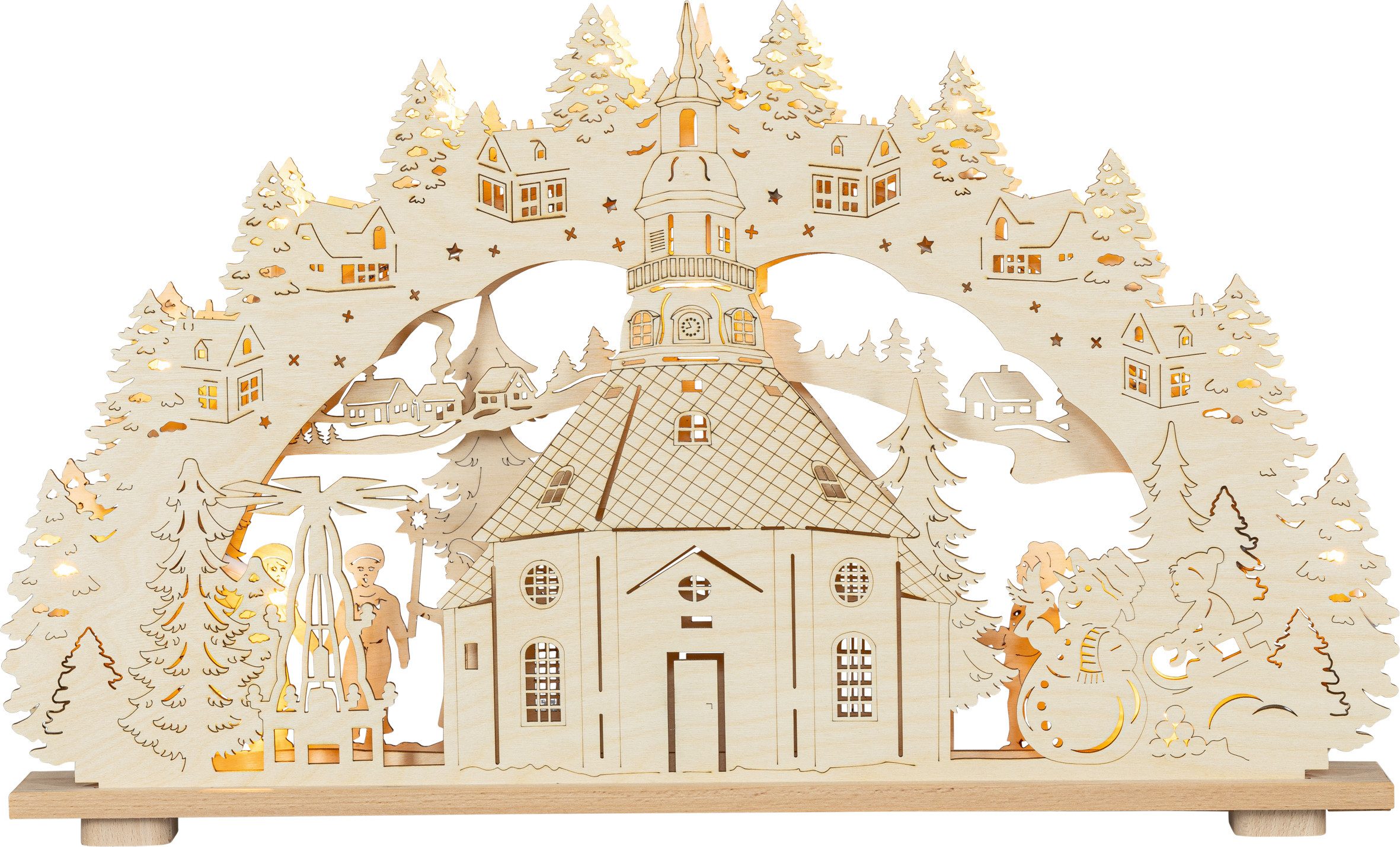 SAICO Original LED Schwibbogen 3D-Lichterbogen, Seiffener Kirche, Premium LED-Beleuchtung, warmweiß, BxHxT: 66x39x6 cm