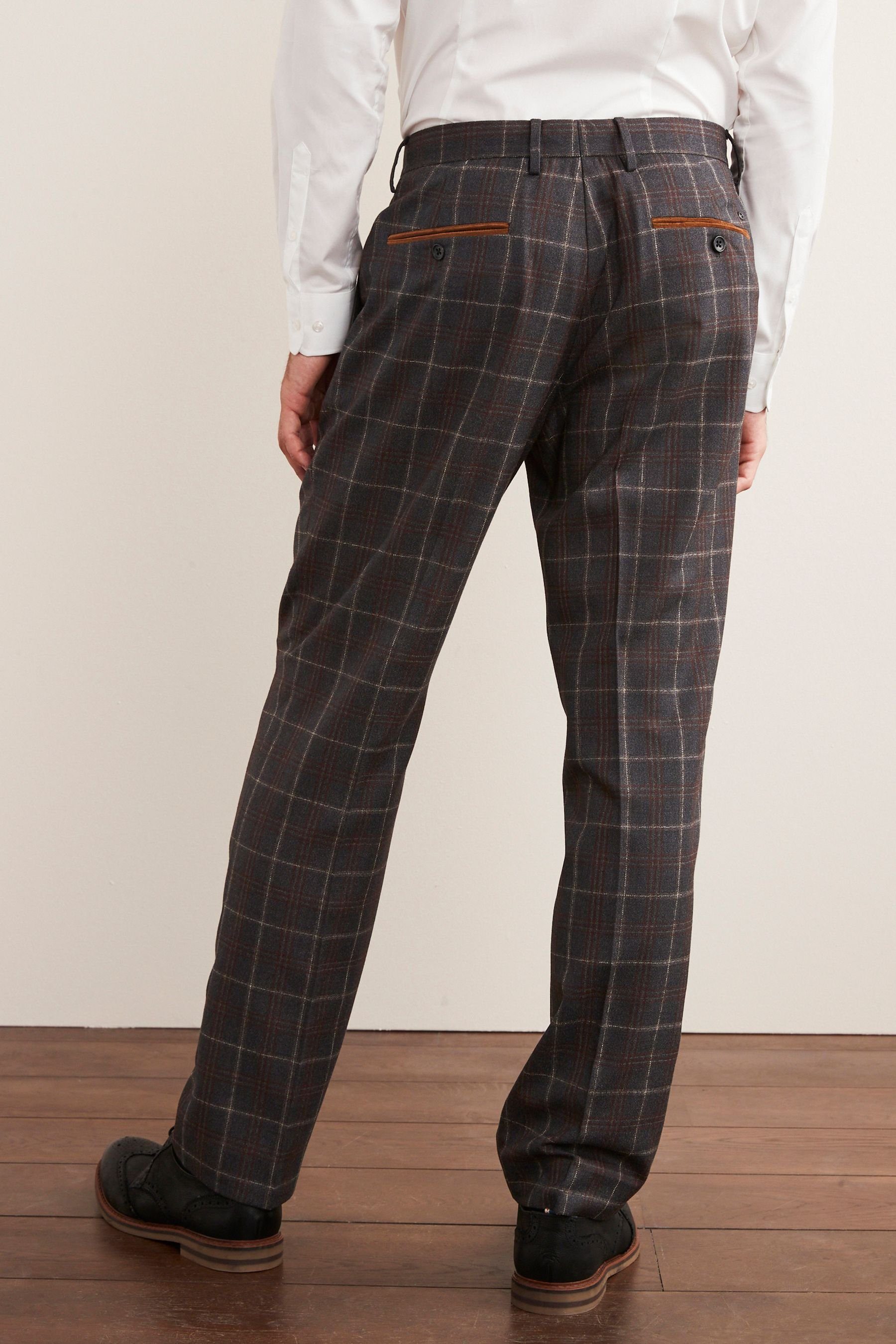Karierter Anzughose Besatz: Anzug (1-tlg) Next mit Hose