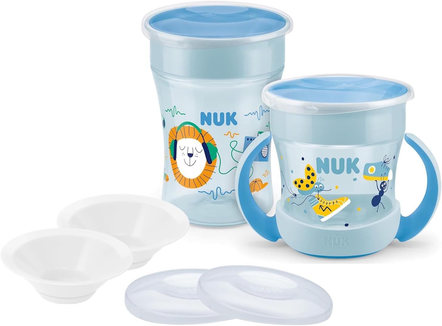NUK Trinklernbecher NUK Magic Duo Blau – 2x Cups 2022 + Zubehör, BPA-frei, ab 8 M.