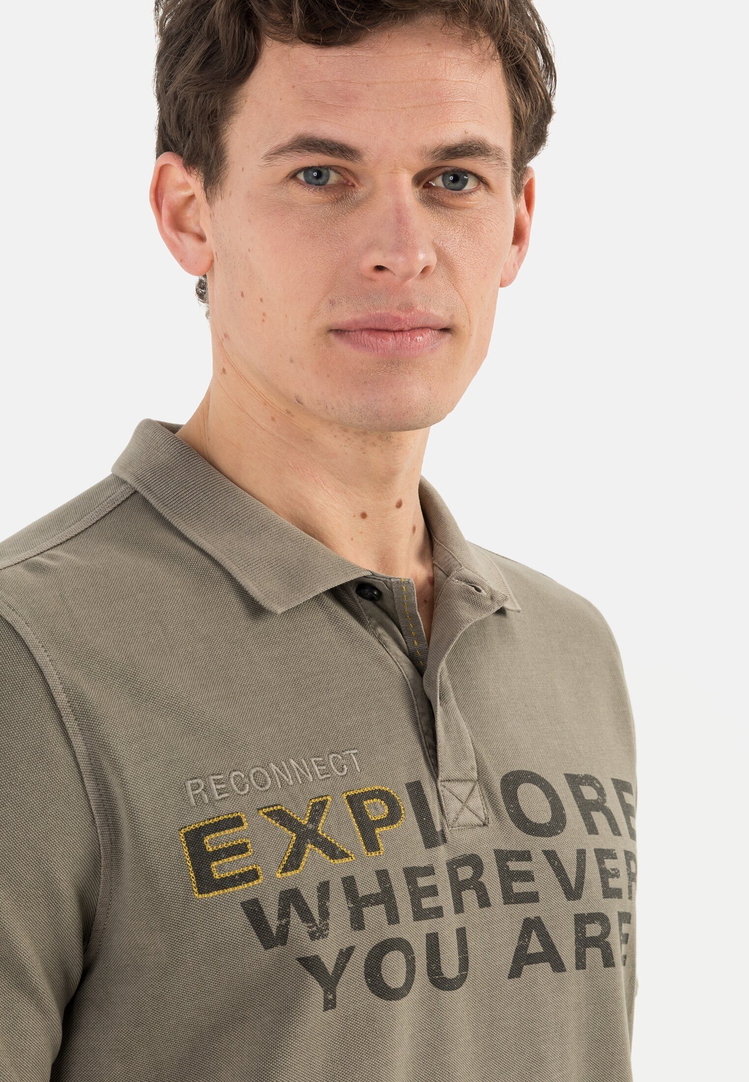 camel Shirts_Poloshirt Baumwolle Khaki aus active Poloshirt