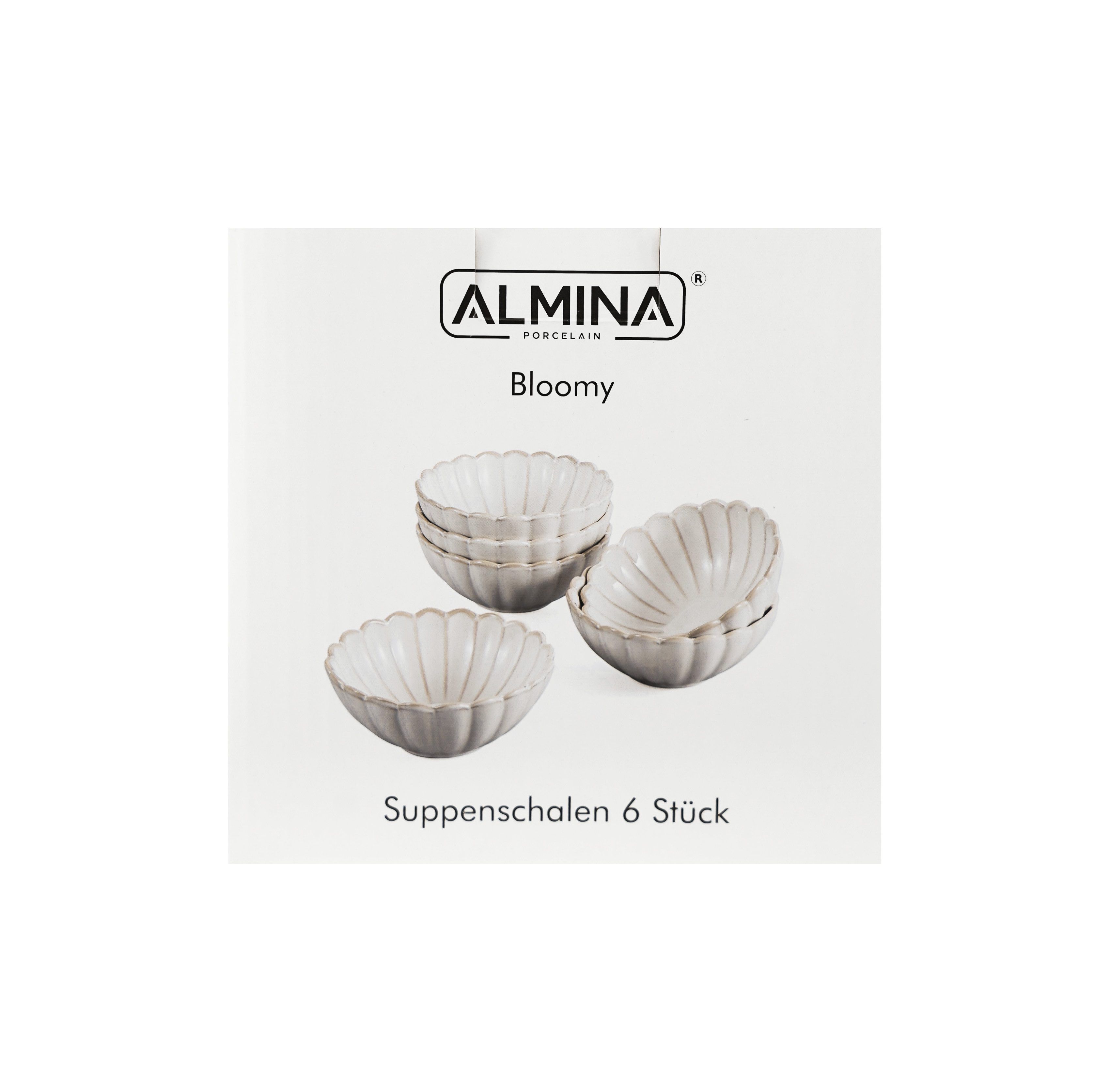 Almina Suppenschale Bloomy 6er-Set aus hochwertigem Porzellan - 13 x 5,5 cm, Porzellan, (6-tlg)