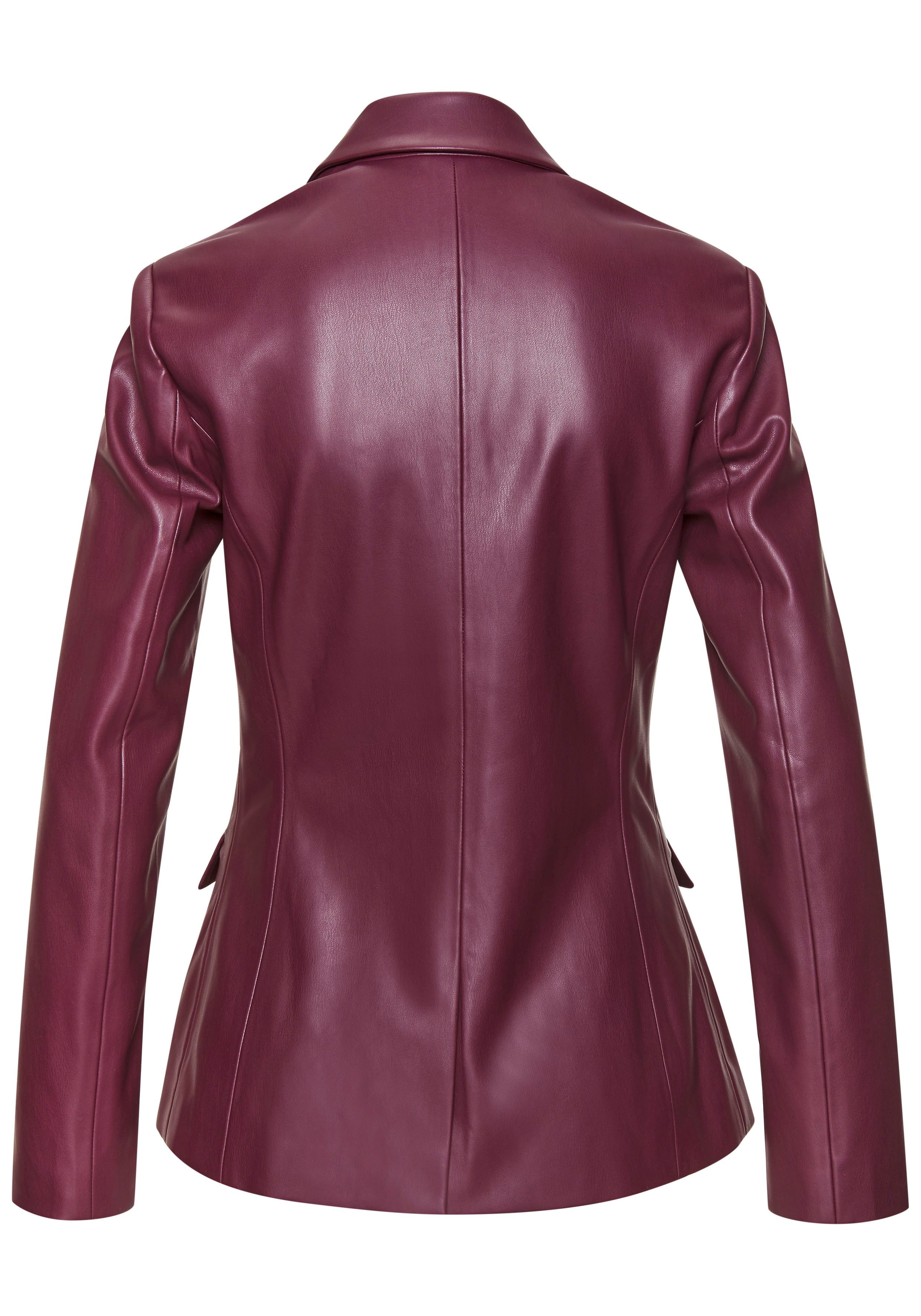 LASCANA Lederimitat-Blazer mit Reverskragen, taillierter Damenblazer, Business-Look