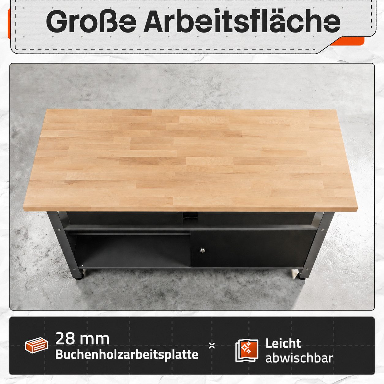 ONDIS24 Werkstatt-Set Ondis24 Werkstatt Set 240cm Werkbank Metallschrank Lochwand