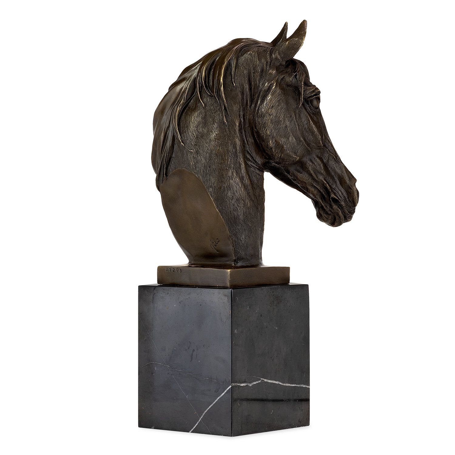 Bronzefigur Moritz Bronzefigur Dekofigur für Schreibtisch Regal Deko Pferdekopf, Figuren Skulptur Vitrine