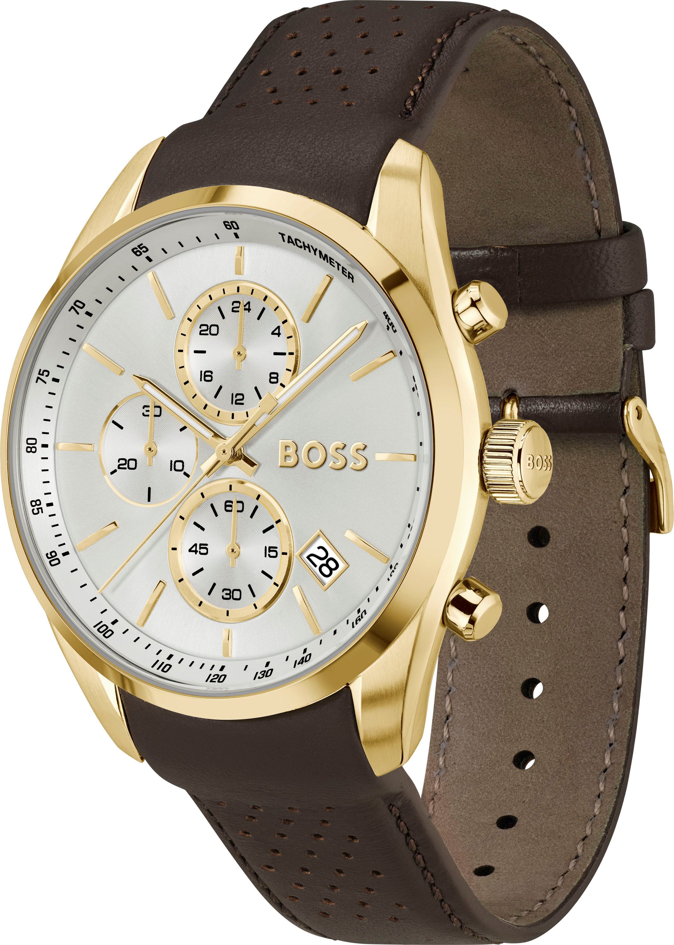 BOSS Quarzuhr GRAND PRIX 44 1514225, Quarzuhr, Armbanduhr, Herrenuhr, Leder günstig online kaufen