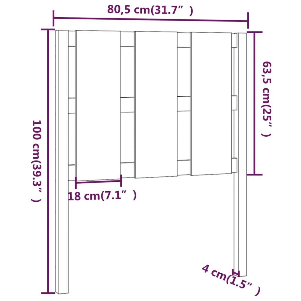 (1 Massivholz 80,5x4x100 St) Kopfteil Schwarz Kiefer, vidaXL Kopfteil cm