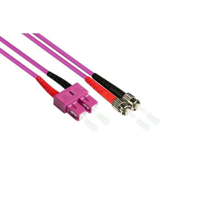 Kabelmeister Patchkabel LWL Duplex OM4 (Multimode 50/125) SC/ST LSZH austauschbare Polarität 2m LAN-Kabel