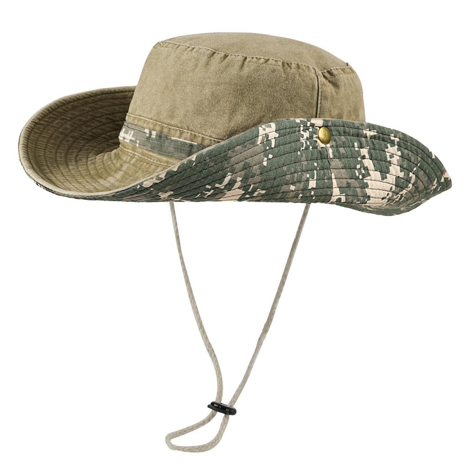 LuxusKollektion Fischerhut Fischerhut Reversibel Camo Herren Damen UV Schutz Khaki