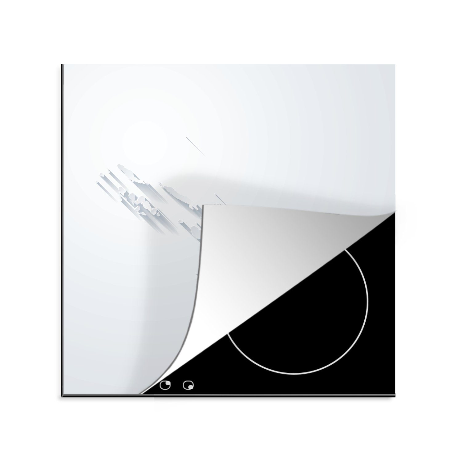 weißen einer Vinyl, Ceranfeldabdeckung, MuchoWow Salomonen, 78x78 Illustration Arbeitsplatte der Eine für Herdblende-/Abdeckplatte cm, Karte (1 tlg), küche