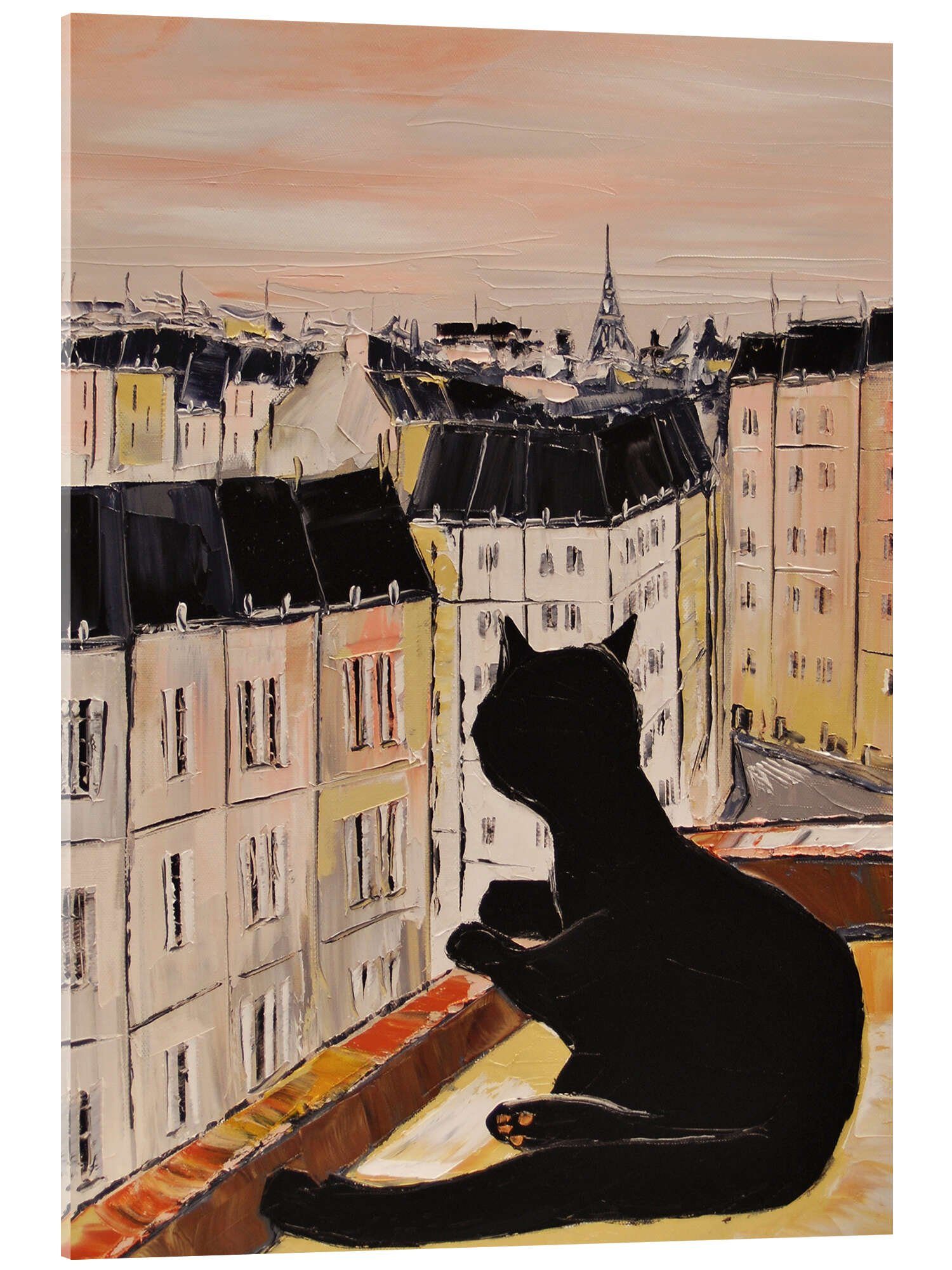 Posterlounge Acrylglasbild JIEL, Katerchen in Paris, Wohnzimmer Malerei