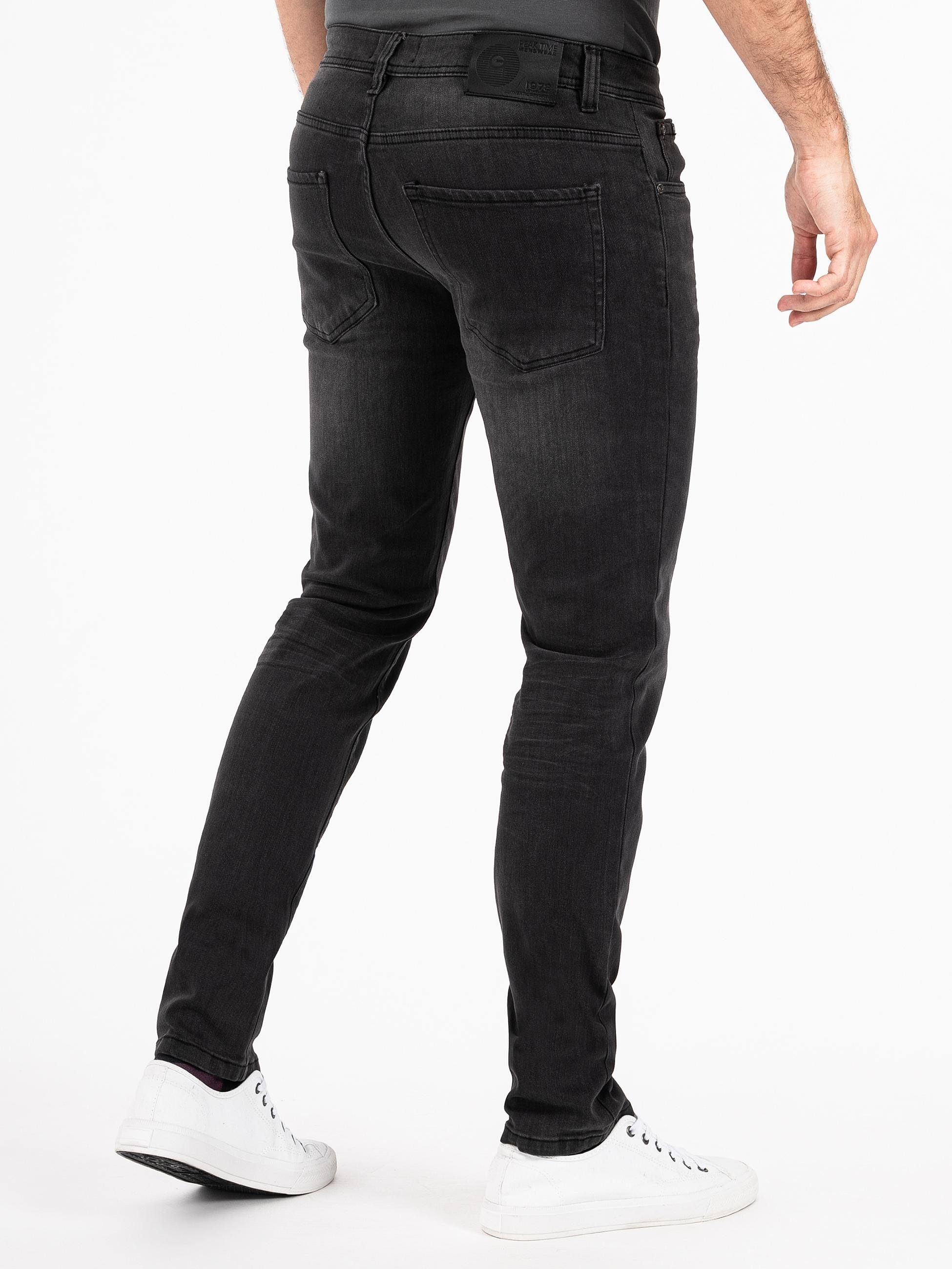 PEAK TIME Slim-fit-Jeans Mailand dunkelgrau hohem super Herren Jeans Stretch-Anteil mit