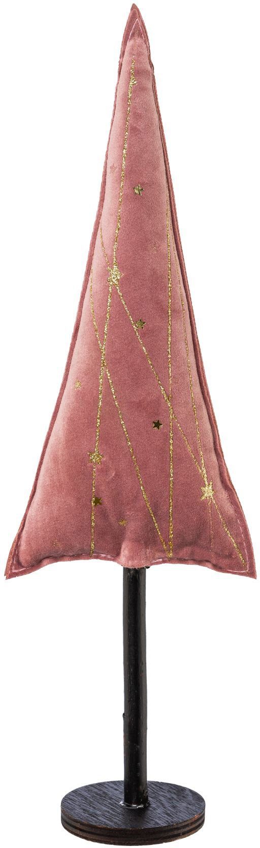 Creativ deco Dekobaum Weihnachtsdeko (Set, 2 St), aus Samtstoff mit Applikationen in 2 Größen: 30x9 cm, 40x13 cm