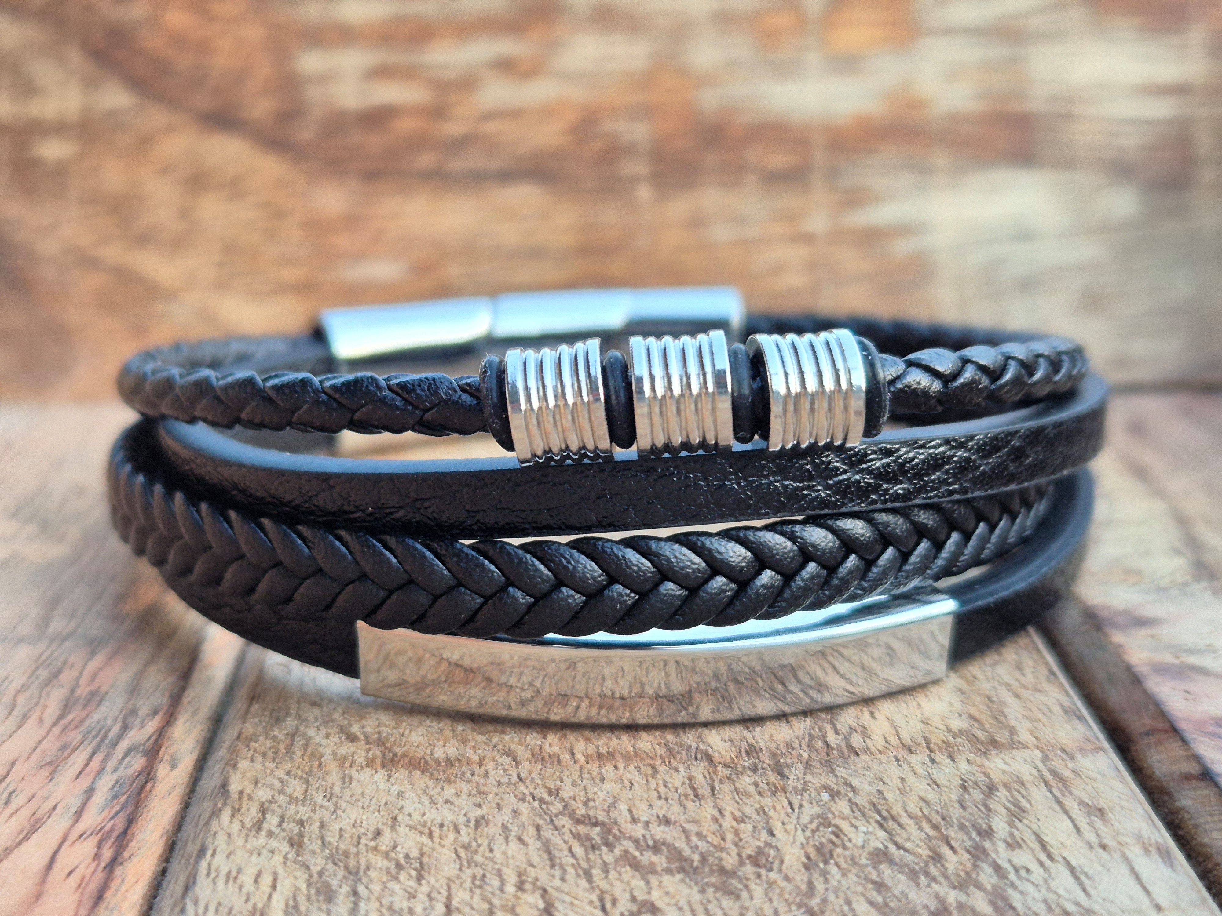 NAHLE Lederarmband Leder elegantes Armband Echtleder – geflochten mit Magnetverschluss (1-tlg), Länge durch Verlängerungsstück +1,5cm erweiterbar