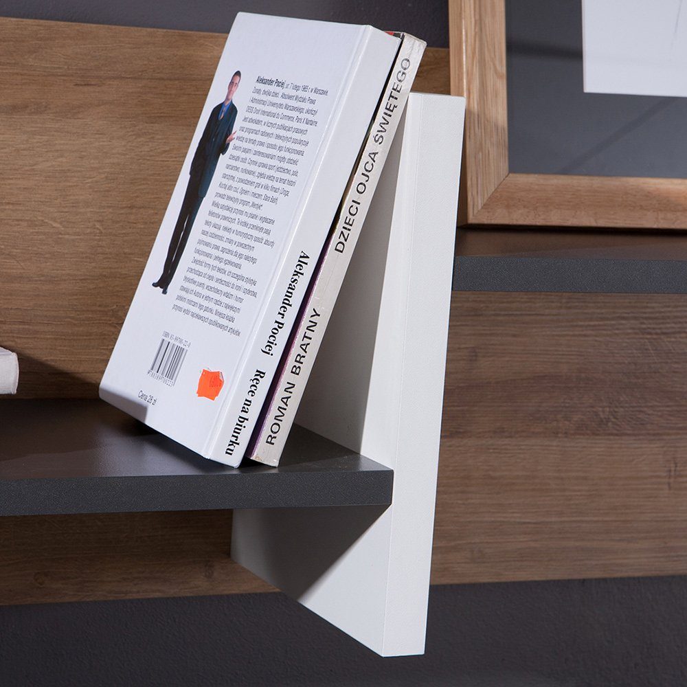 Lomadox Wandregal MARIBOR-132, in Eiche mit graphit und weiß, B/H/T ca. 100 günstig online kaufen