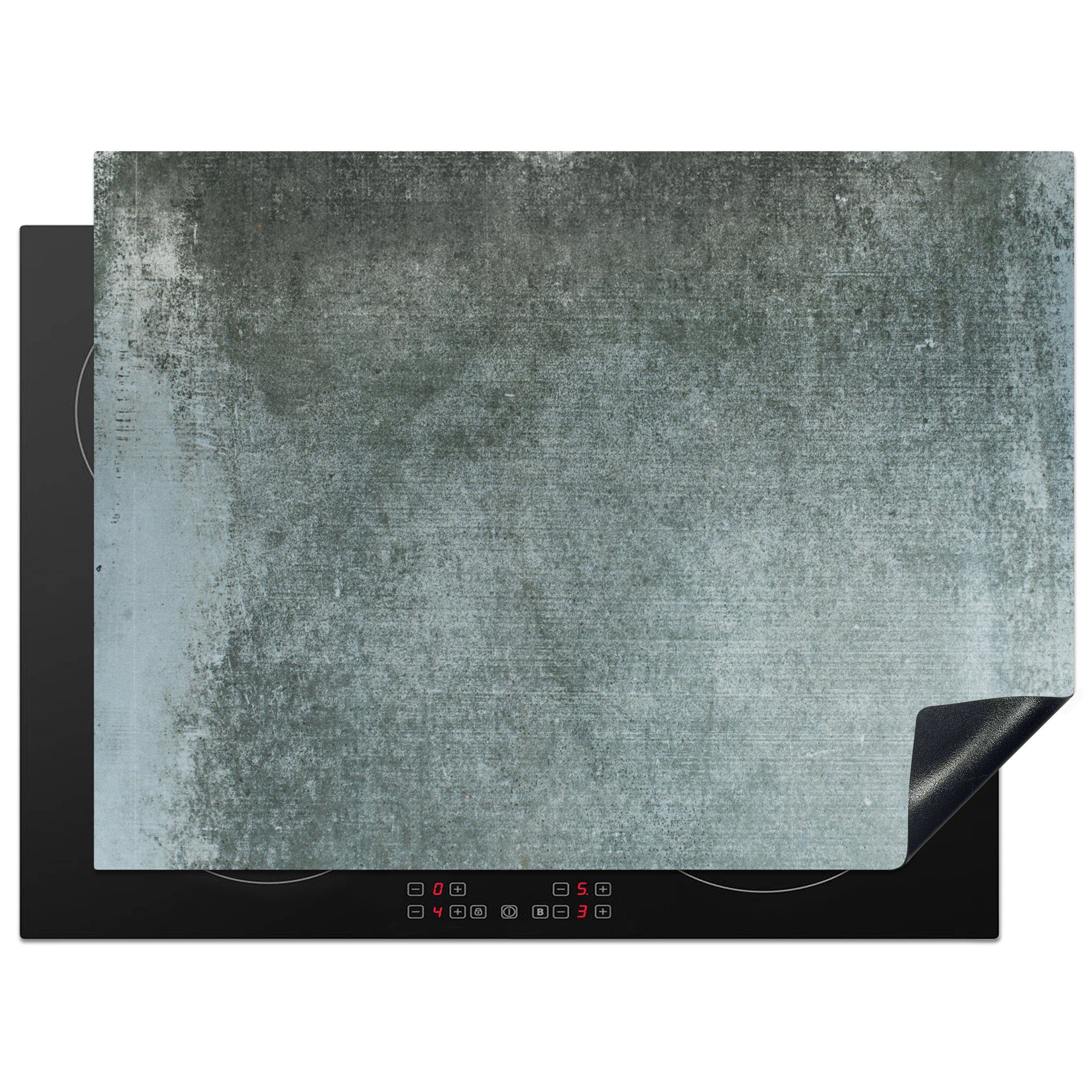 MuchoWow Herdblende-/Abdeckplatte Beton - Abdeckplatte - Grau - Zement - Induktionsschutz, Vinyl, (1 tlg), 70x52 cm, Mobile Arbeitsfläche nutzbar, Ceranfeldabdeckung