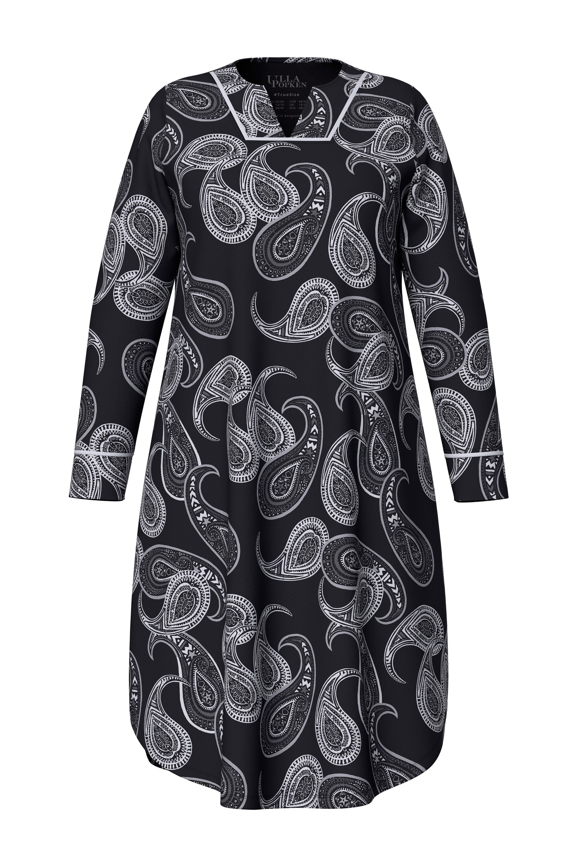 Ulla Popken Nachthemd Nachthemd Paisleymuster Tunika-Ausschnitt günstig online kaufen