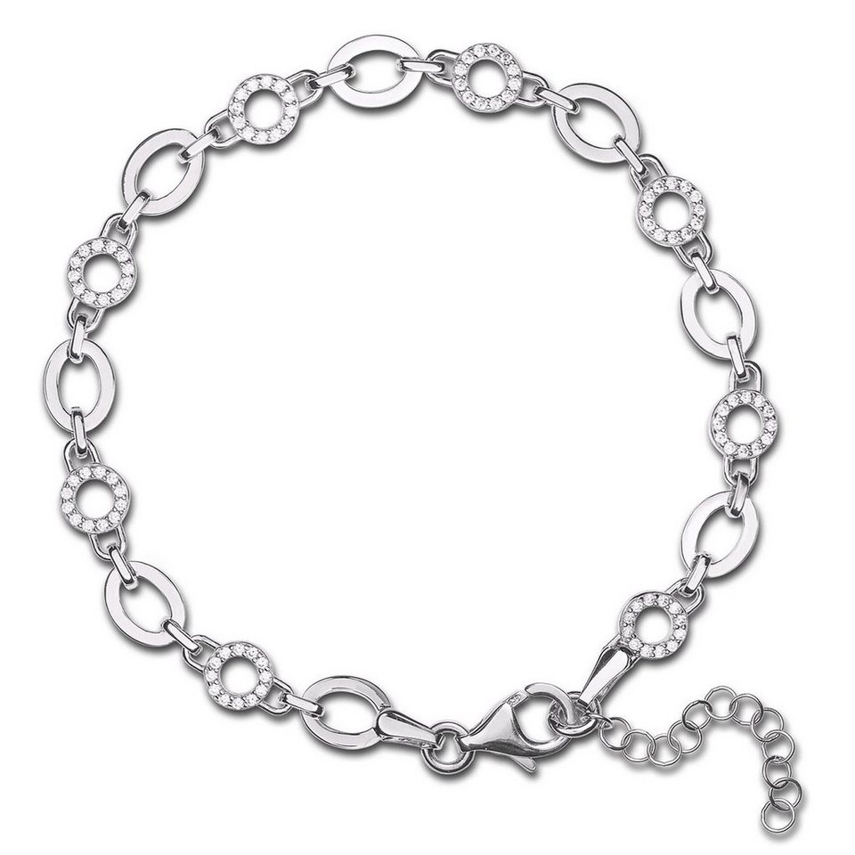 Damen Armband Herzen 925 Sterling Silber 22 Zirkonia 19cm Armkette Silberkette