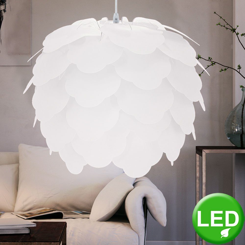 Blätter Hänge Leuchte Wohn Ess Zimmer Decken Beleuchtung Textil Pendel Lampe E27 