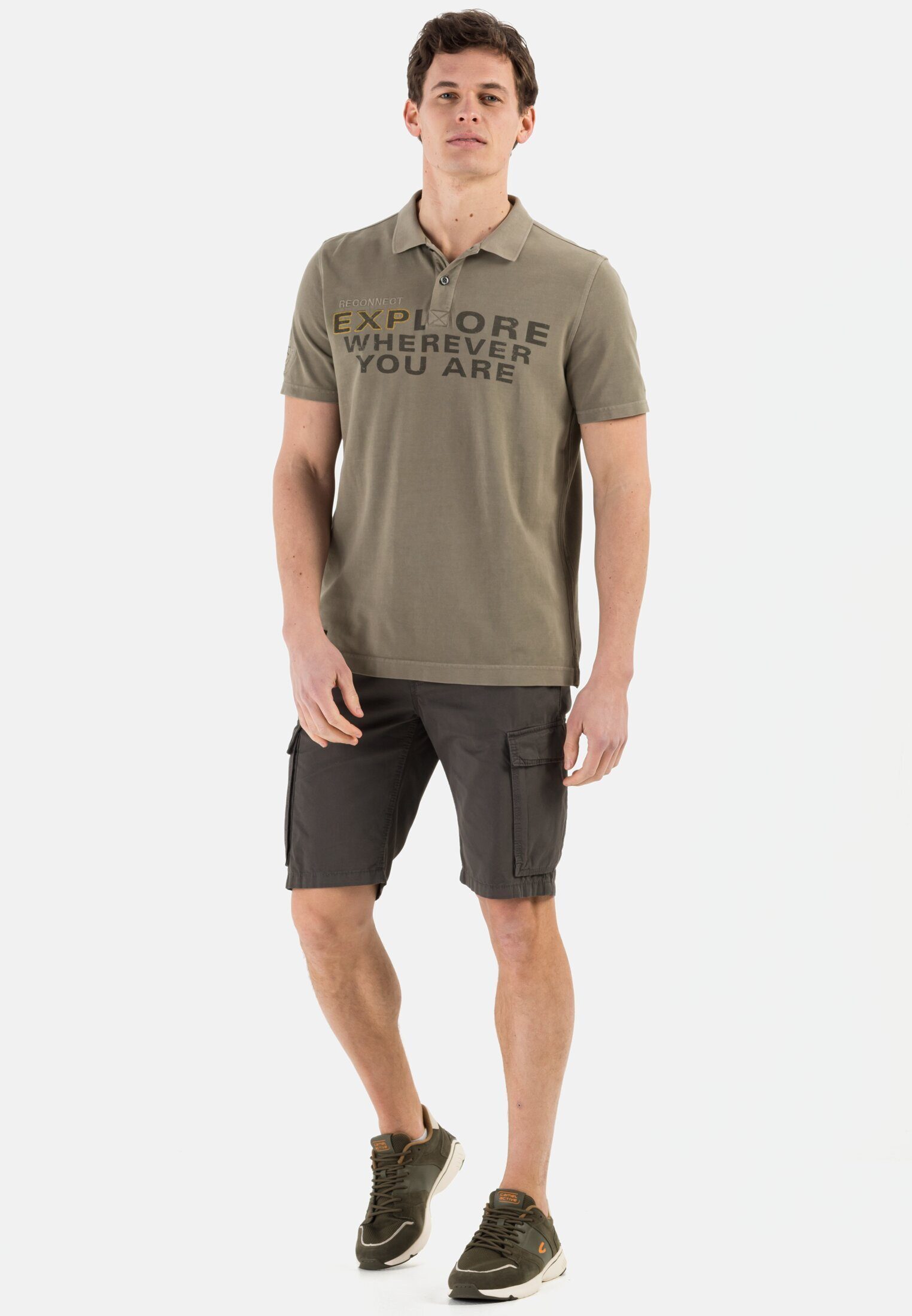 Khaki Baumwolle aus active Poloshirt camel Shirts_Poloshirt