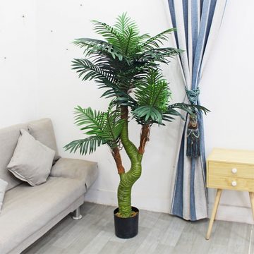 Kunstpalme Palme Cycuspalme Kunstpflanze Künstliche Pflanze mit Topf 165 cm, Decovego