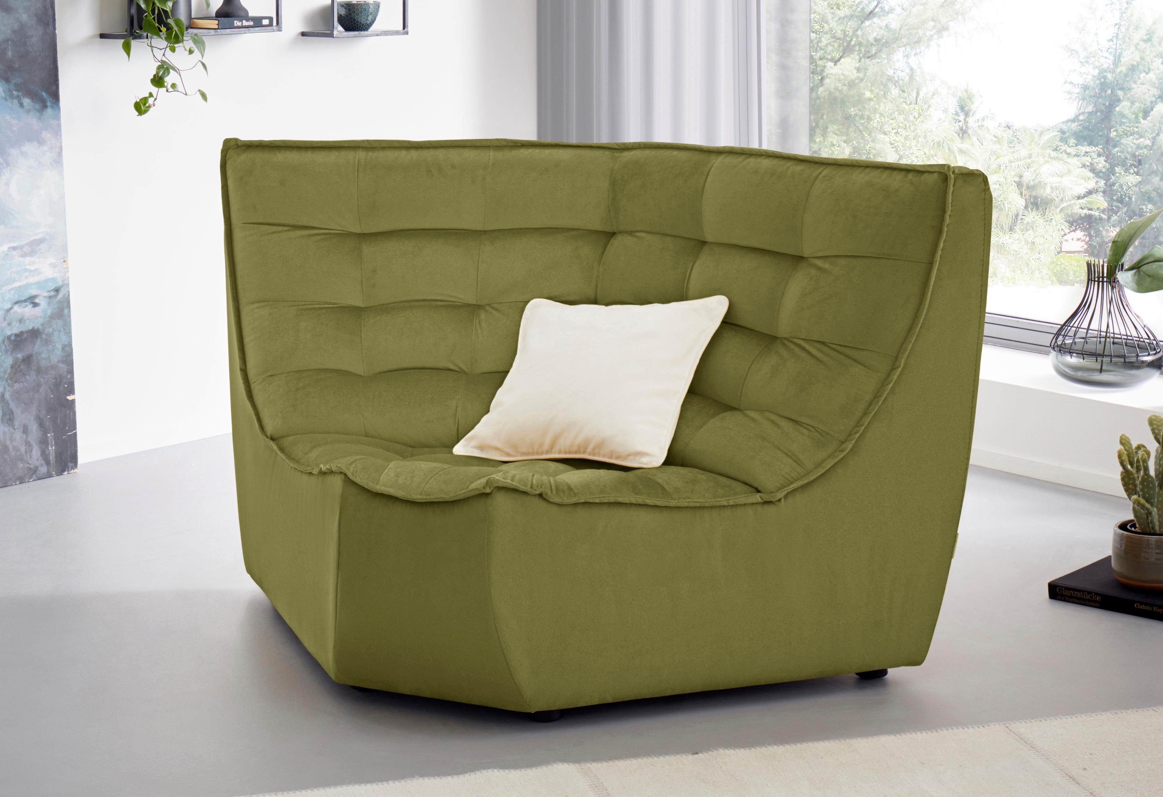 CALIA ITALIA Ecksofa Banjo, Eckelement, tolles Design und hoher Sitzkomfort frei stellbar, oder als Modulsofa mit den passenden Erweiterungselementen nutzbar