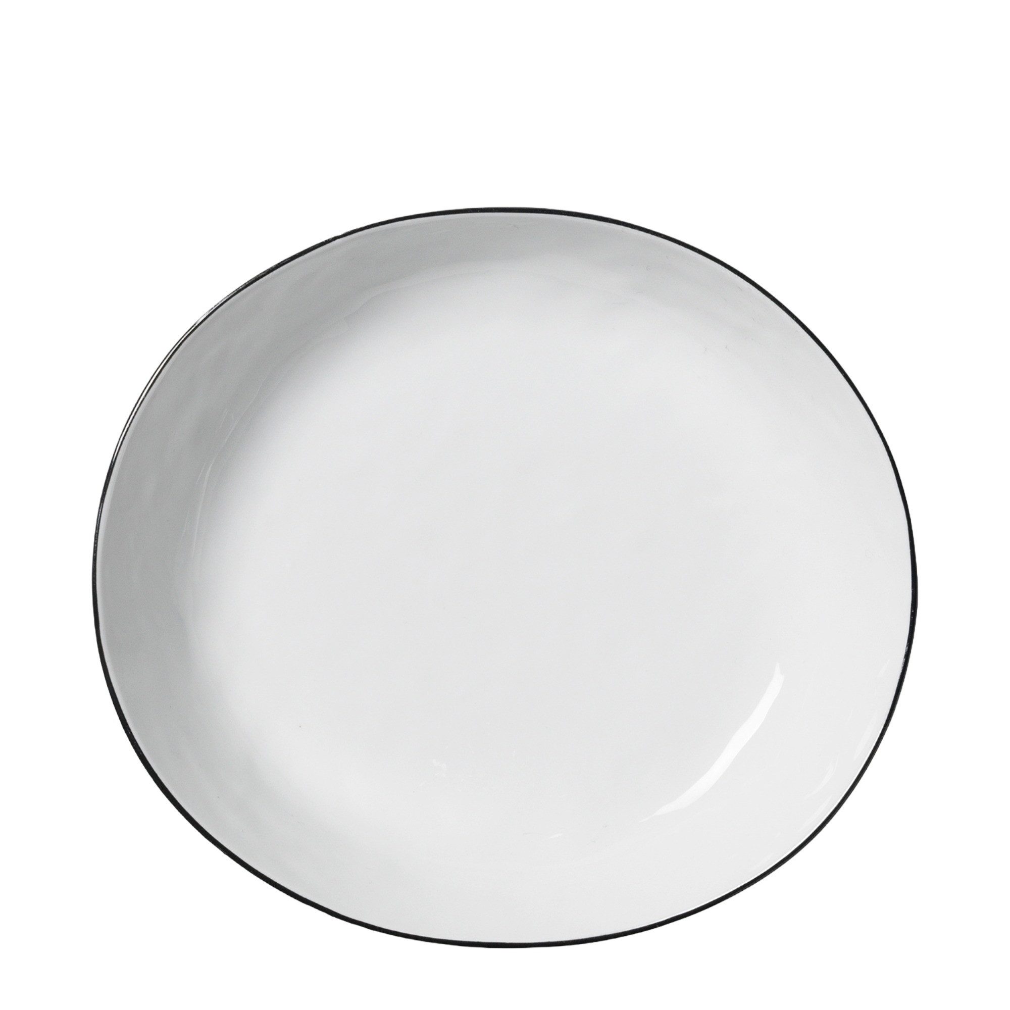 Broste Copenhagen Müslischale Broste Copenhagen Salt Schüssel Porzellan White w/Black Rim, Glasiertes Porzellan
