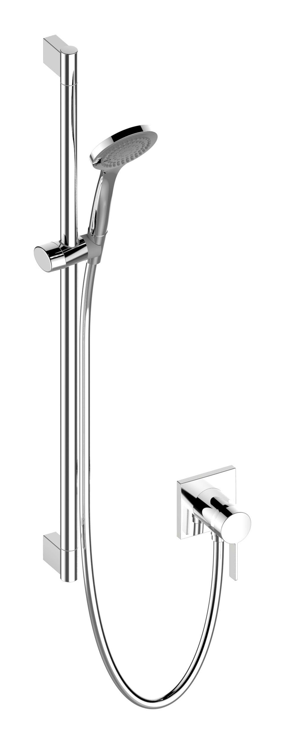 Keuco Brausegarnitur IXMO, Höhe 80 cm, Brause-Set Einhebelmischer für 1 Verbraucher Rosette eckig - Verchromt