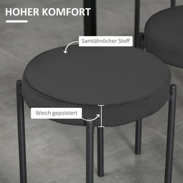 HOMCOM Esszimmerstuhl 4er-Set Esszimmerhocker Stapelbar Thekenhocker (Rundhocker, 4 St), für Küche Esszimmer Samt Schwarz 41,5 x 41,5 x 46 cm