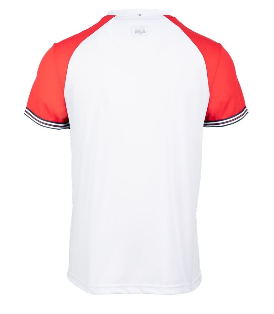 Fila T-Shirt Alfie (100% Polyester, 3-Streifen) weiss/rot Herren