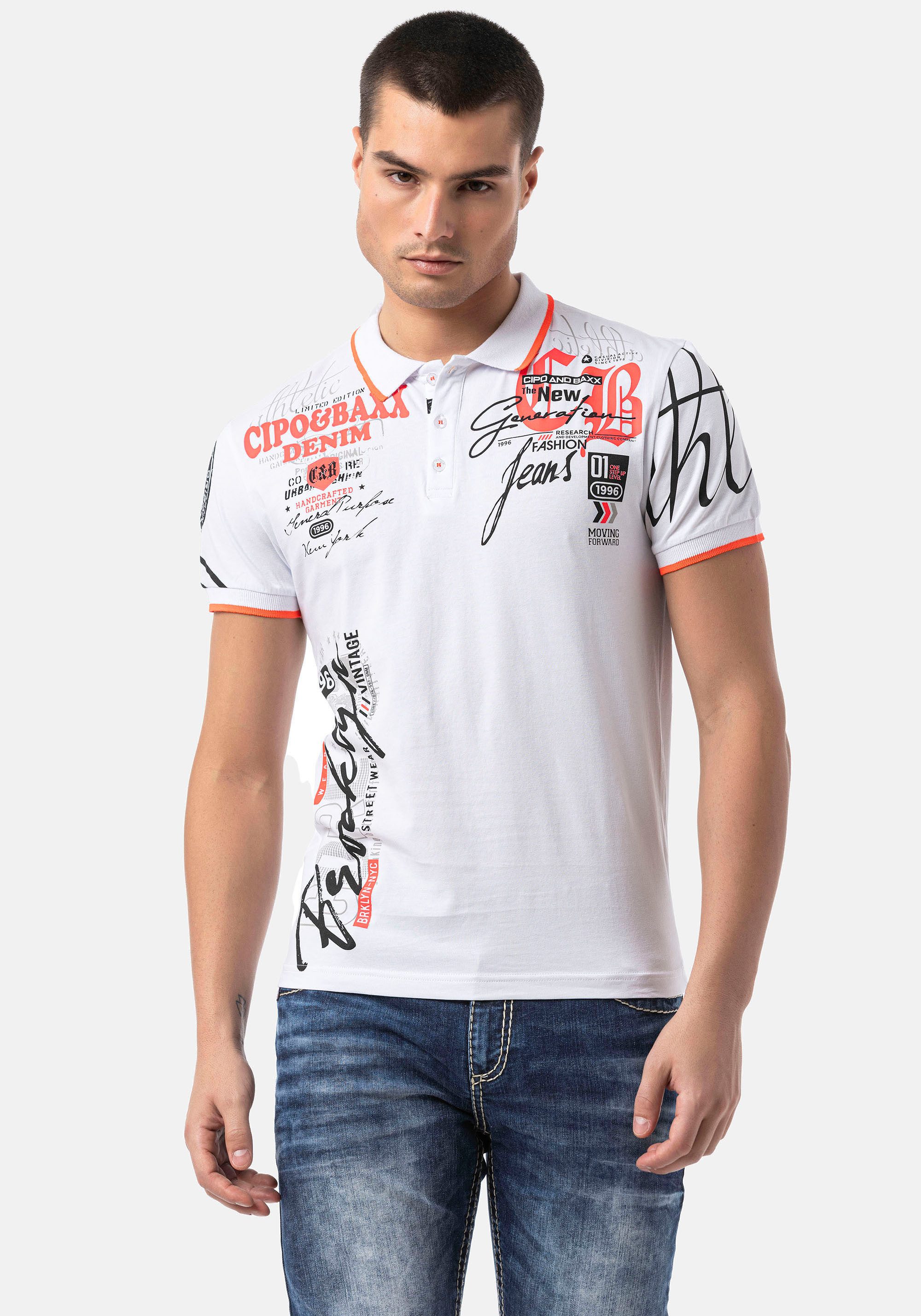 Cipo & Baxx Poloshirt mit markantem Print