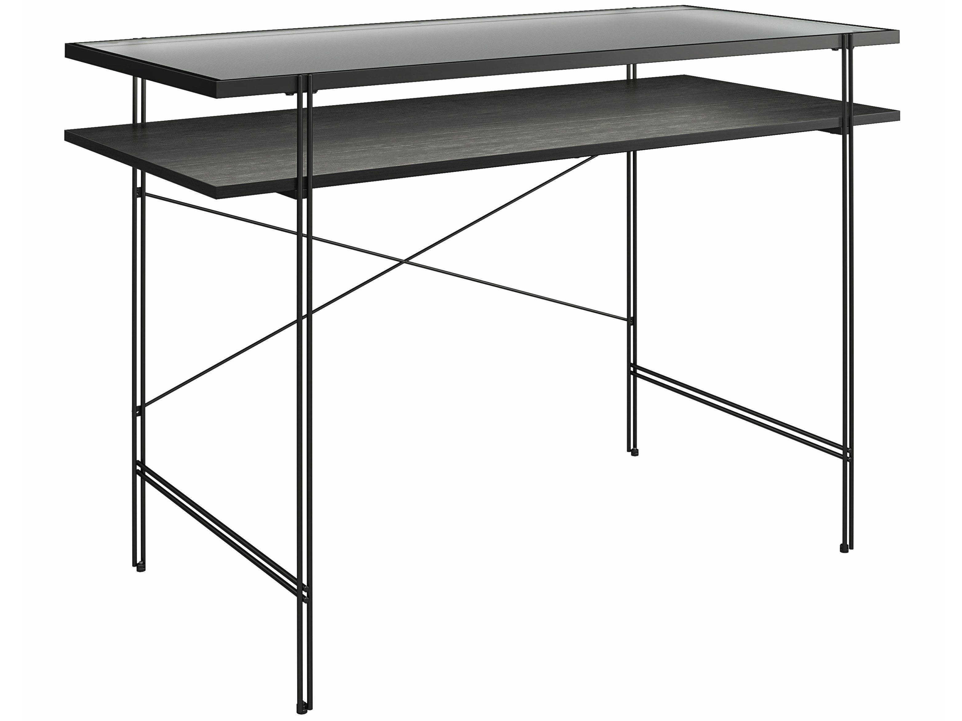 loft24 Schreibtisch Rain, Arbeitstisch, Computertisch, Glastisch, Metallgestell, Breite 110 cm