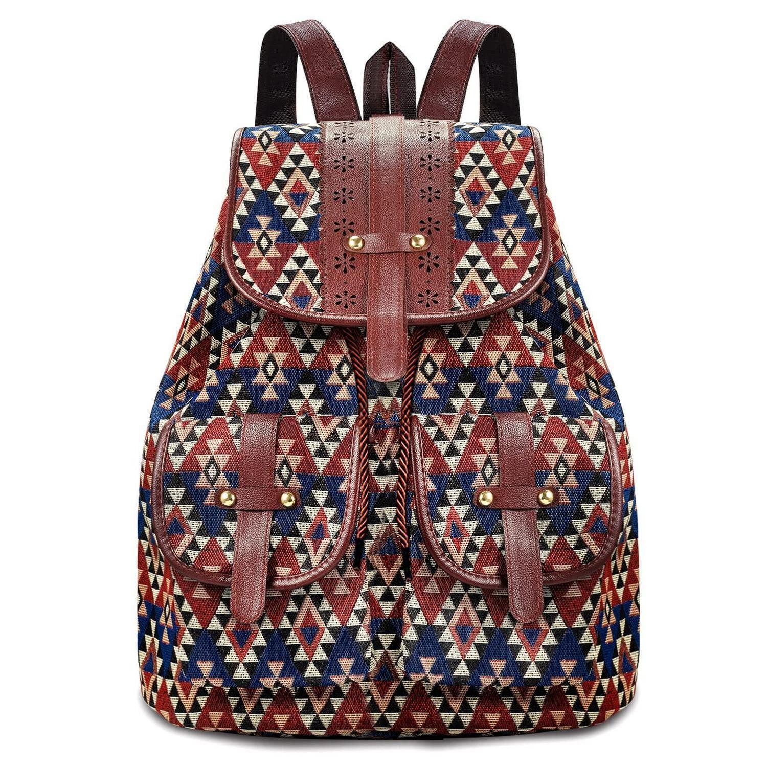 LuxusKollektion Tagesrucksack Damen Rucksack Bunt Ethno Retro Daypack