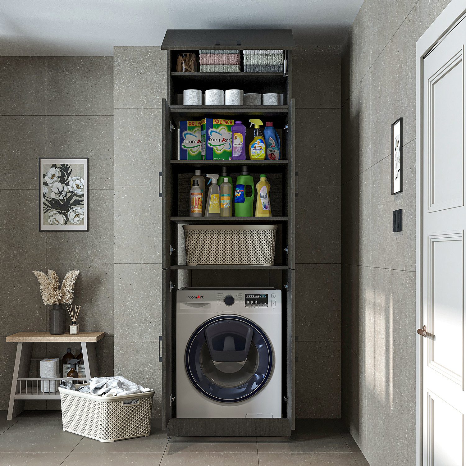 Roomart Waschmaschinenumbauschrank "DORA" (für Waschmaschine & Trockner mit günstig online kaufen