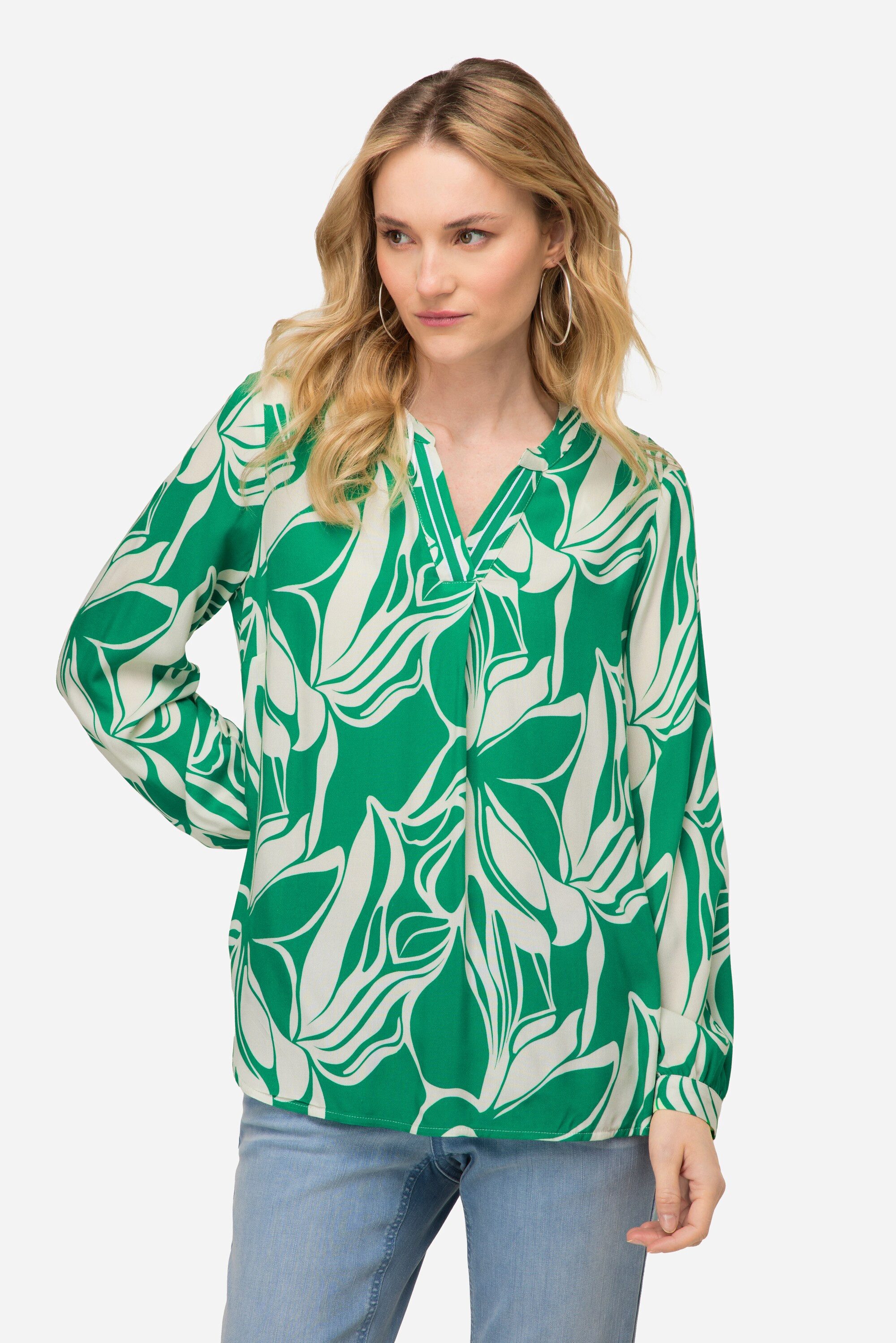 Laurasøn Hemdbluse Bluse grafischer Blütenprint Stehkragen günstig online kaufen