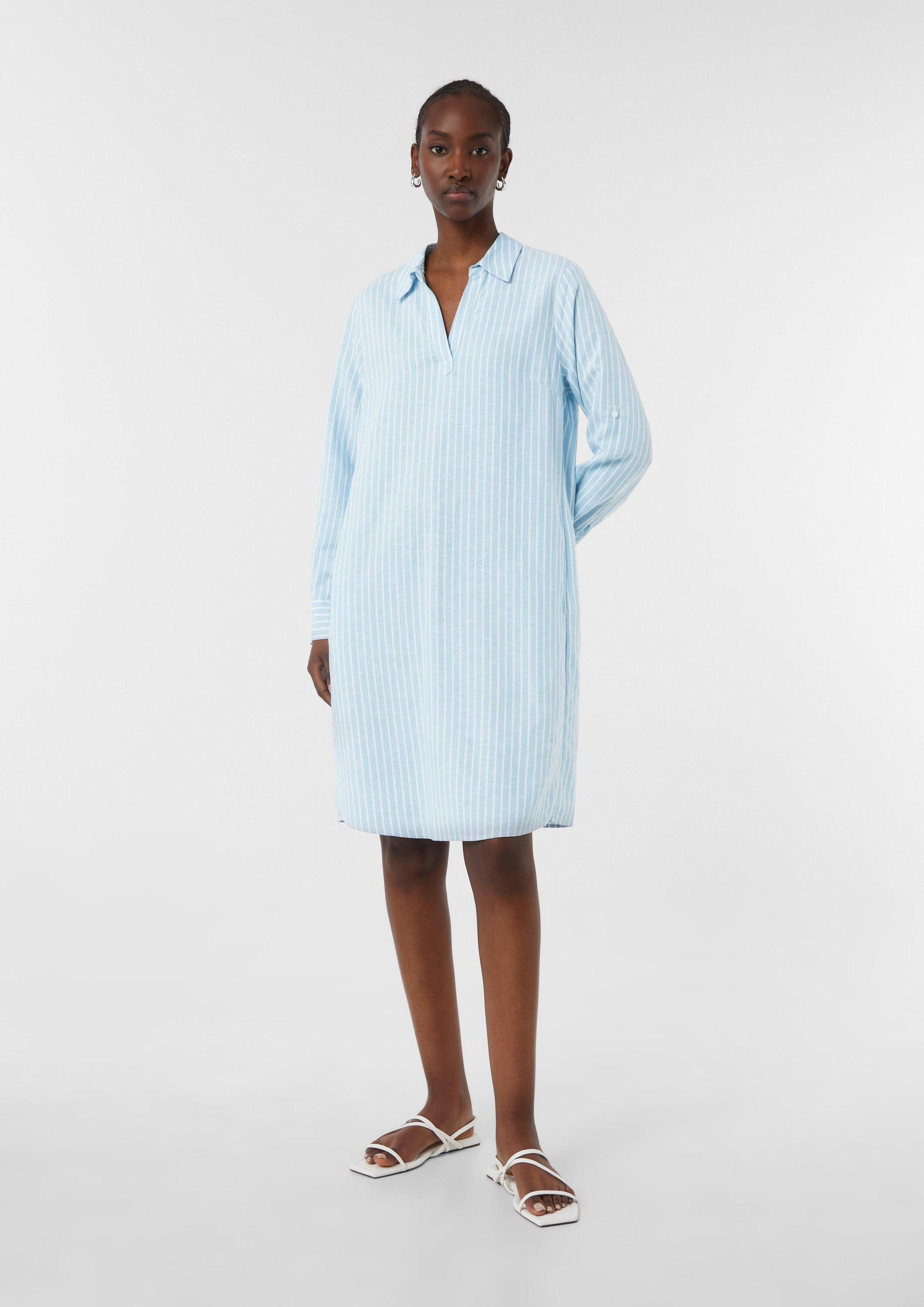 comma Minikleid Kleid Gestreiftes Hemdblusenkleid mit Eingrifftaschen günstig online kaufen