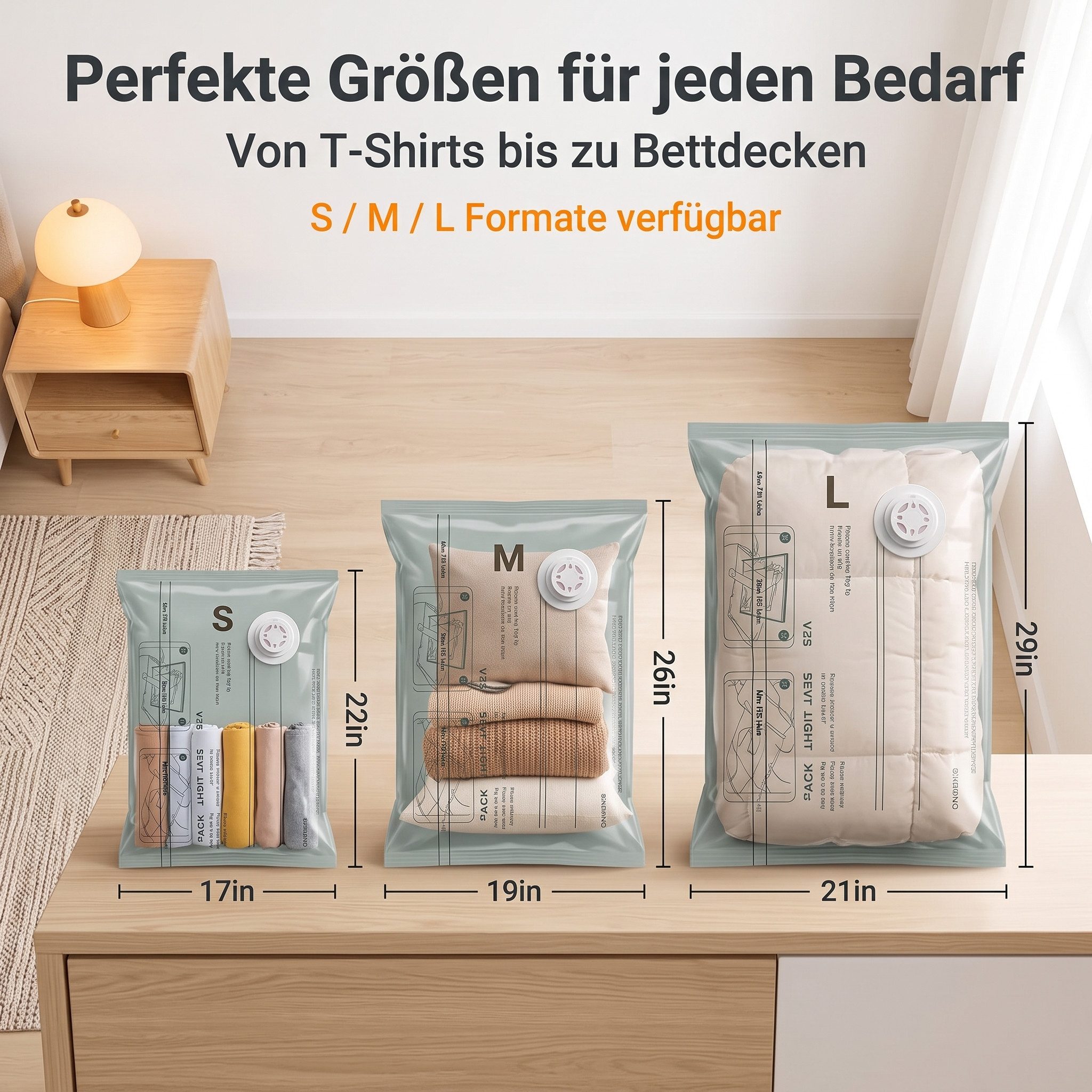 AIMAX Aufbewahrungstasche Vakuumbeutel mit Pumpe 16er Set für Kleidung und Reisen – Bild 3 von 5