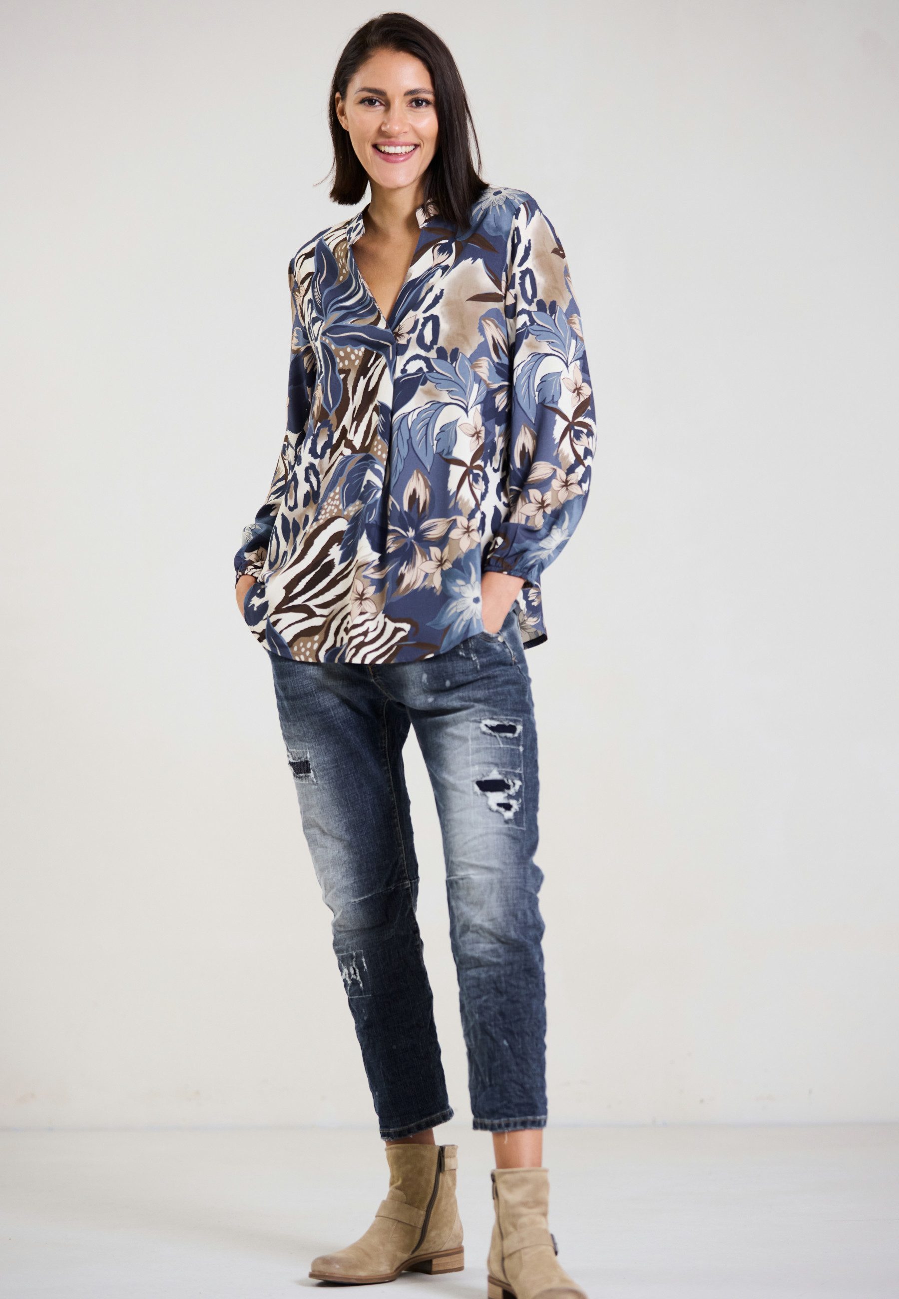 Andijamo-Fashion Druckbluse WILD ELEGANCE Bluse kombiniert günstig online kaufen