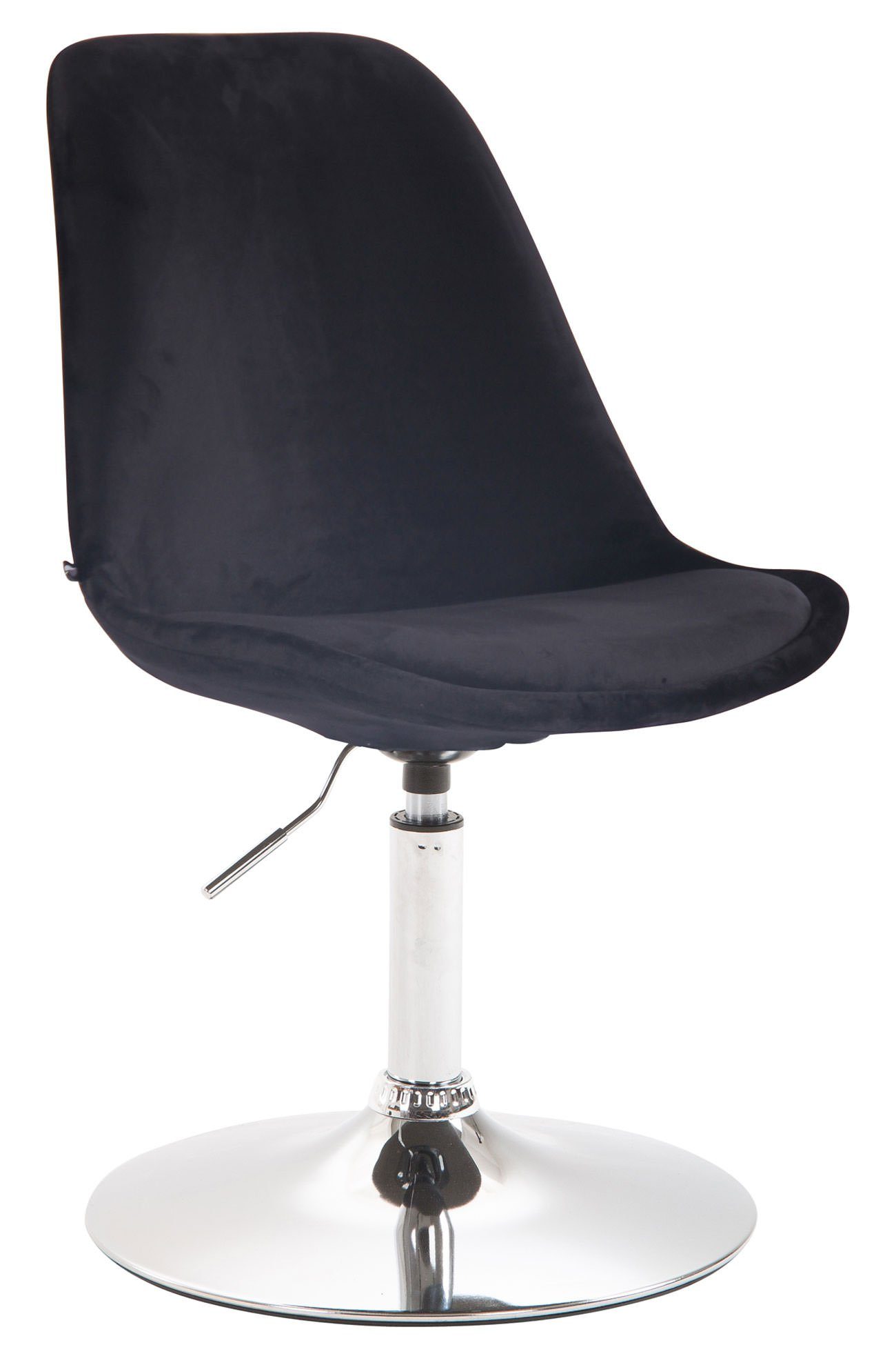 TPFLiving Esszimmerstuhl Mavic mit hochwertig gepolsterter Sitzfläche - Konferenzstuhl (Küchenstuhl - Esstischstuhl - Wohnzimmerstuhl - Polsterstuhl), Gestell: Metall chrom - Sitzfläche: Samt schwarz