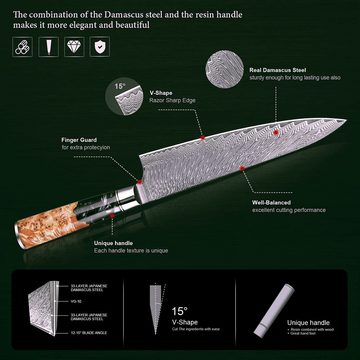 Muxel Allzweckmesser Damast Küchenmesser Set 9-tlg Extrem scharfe extrem schöne Kochmesser, Jedes Messer ist ein Unikat