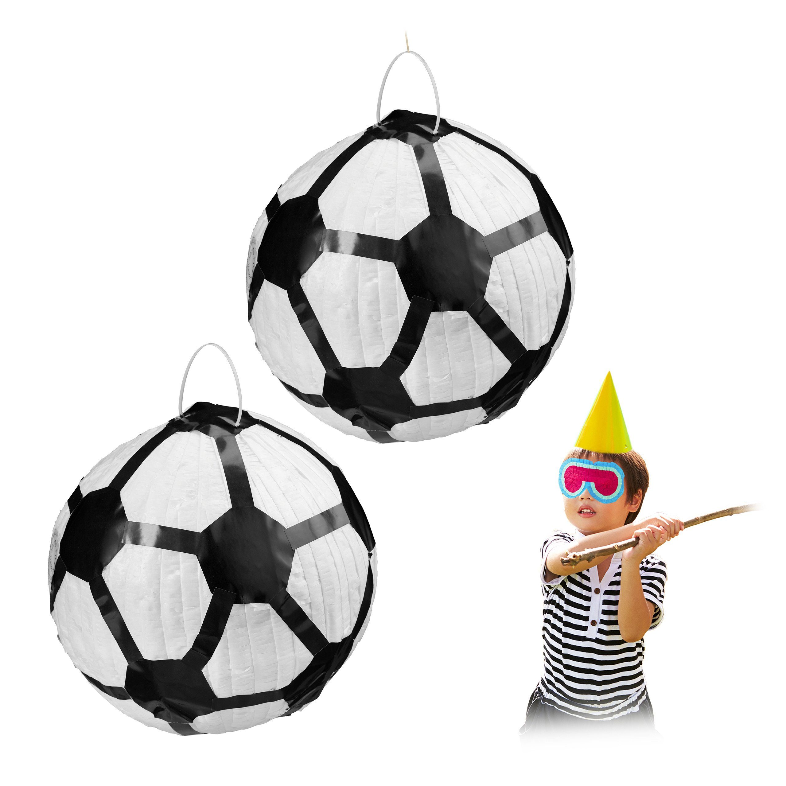 Papierdekoration 2 x Pinata Fußball