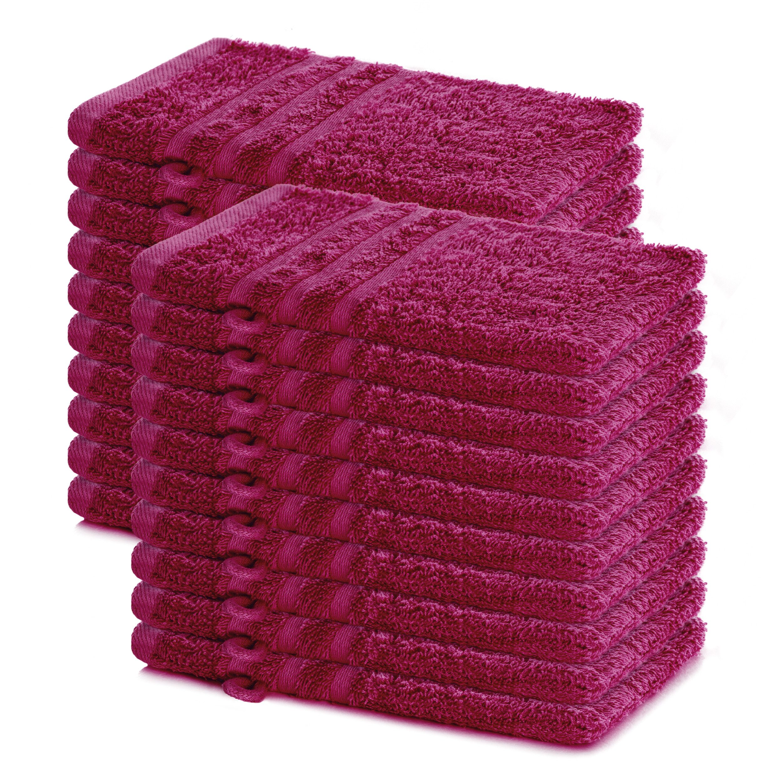 Lavea Waschhandschuh 20er Set Waschhandschuhe, 15 x 21 cm, Elena-Frottierserie, Waschlappen, (20-St), 500 g/m² Frottier, weich & saugstark, pflegeleicht