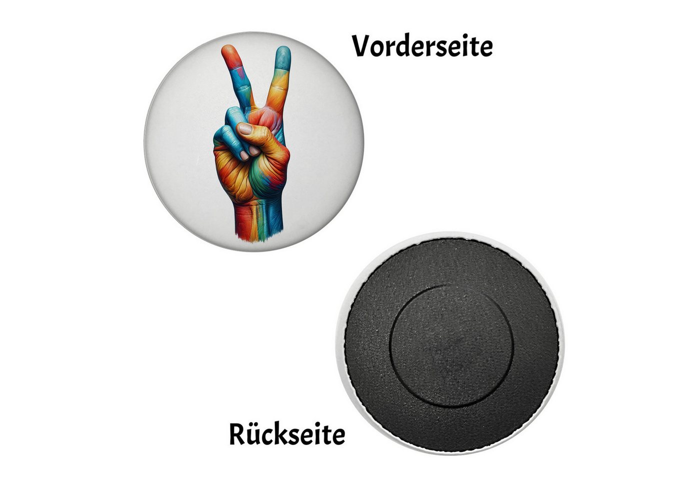 Thumbnail - speecheese Magnet Peacezeichen in regenbogenfarben Magnet rund rund