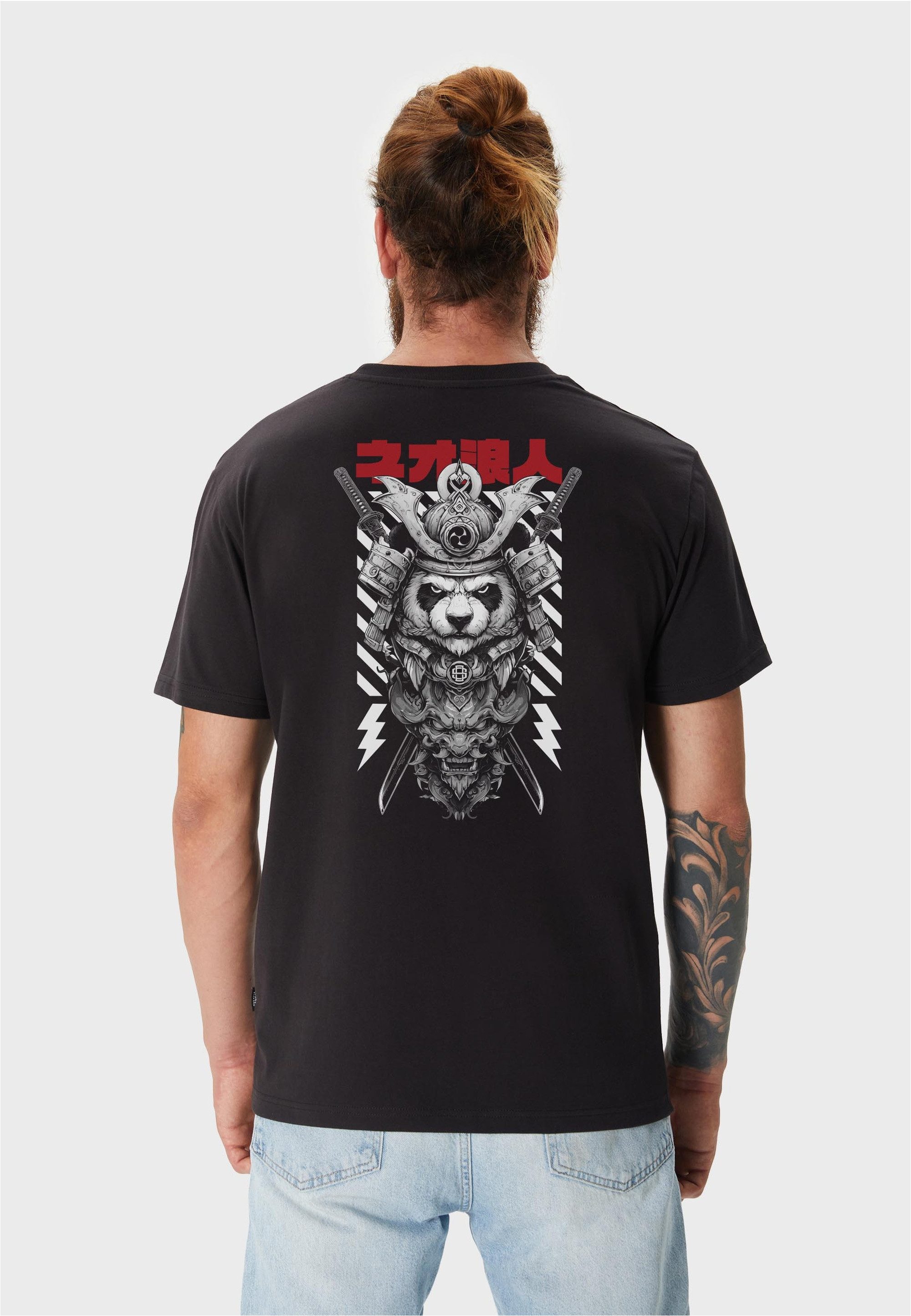 Oldskull T-Shirt Asian Panda Samurai Warrior Graphic mit fernöstlichem Motiv