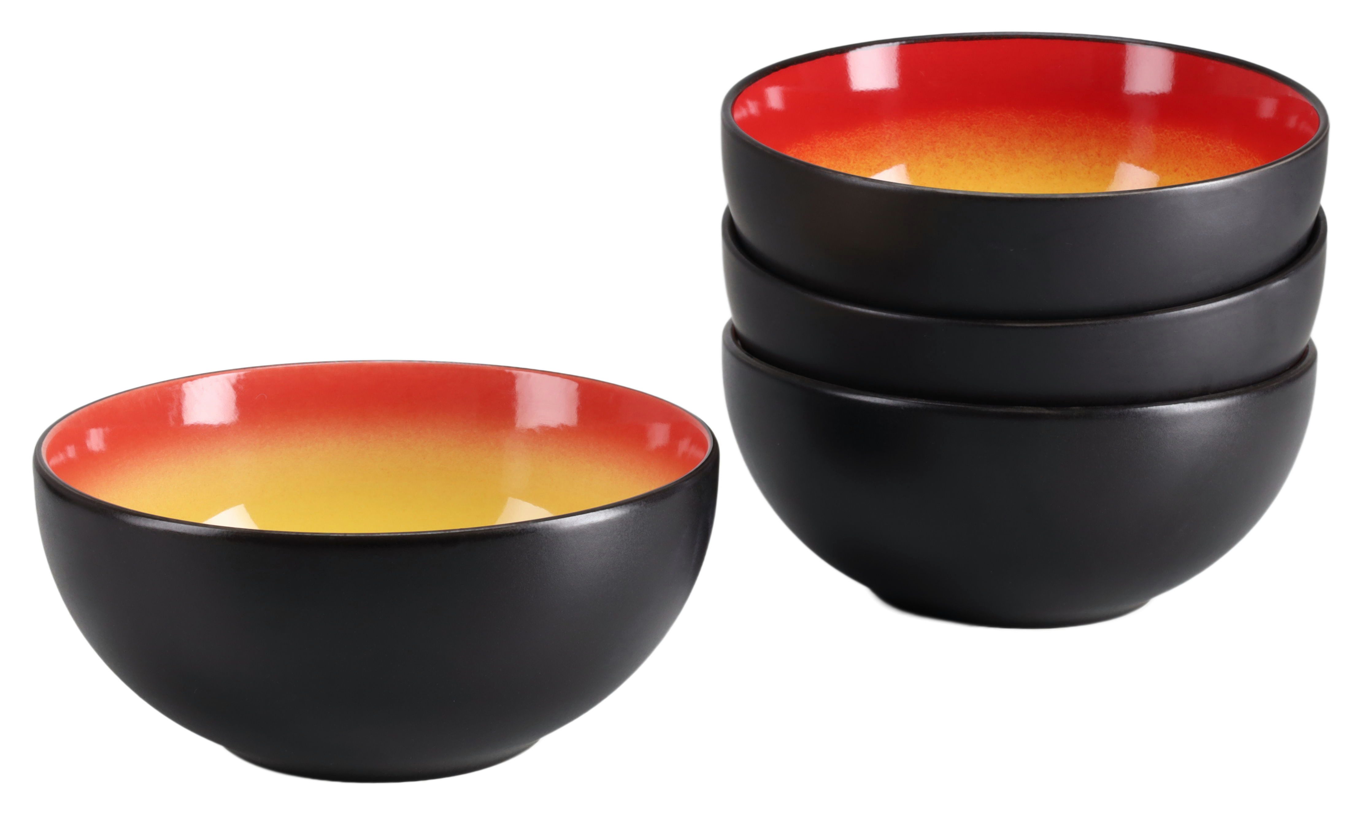 CreaTable Schüssel Hot, Buddha Bowl, 4-tlg., Steinzeug, (Set, 4-tlg), Moderne Coupeform, außergewöhnliches Design