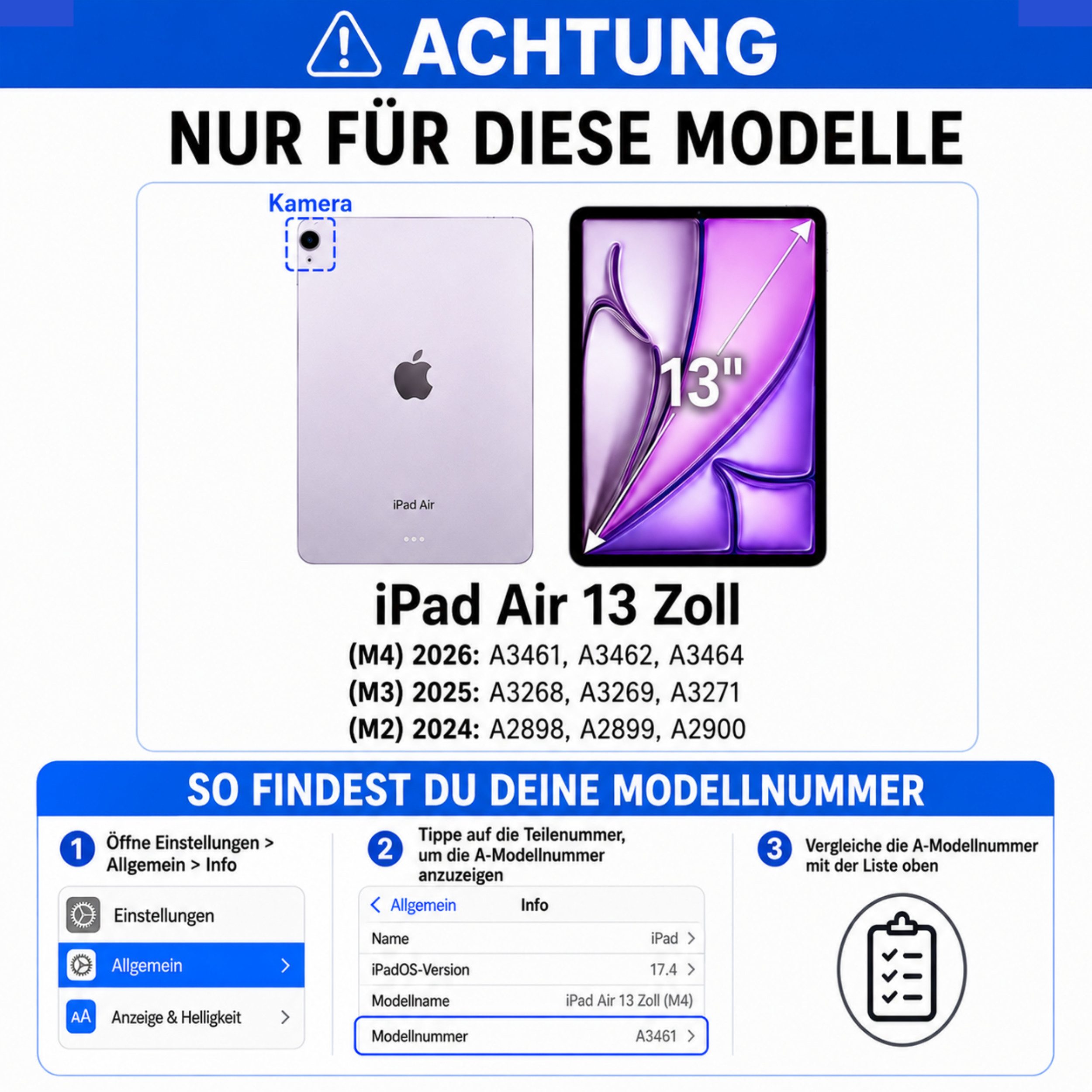 PlugUp Tablet-Hülle iPad Air 13 Zoll M4/M3/M2 (2026/2025/2024) mit Stifthalter 13 Zoll, iPad Air Hülle mit Stifthalter, dünn & transparente Rückseite – Bild 2 von 5