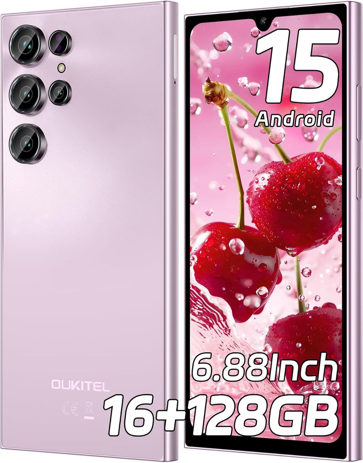 OUKITEL C61 16GB RAM+128GB ROM/TF 1TB, Android 15 Smartphone (17,47 cm/6.88 Zoll, 128 GB Speicherplatz, 13 MP Kamera, 13MP+5MP, Dual SIM 4G, Simlockfreie Handys, OTG, GPS)