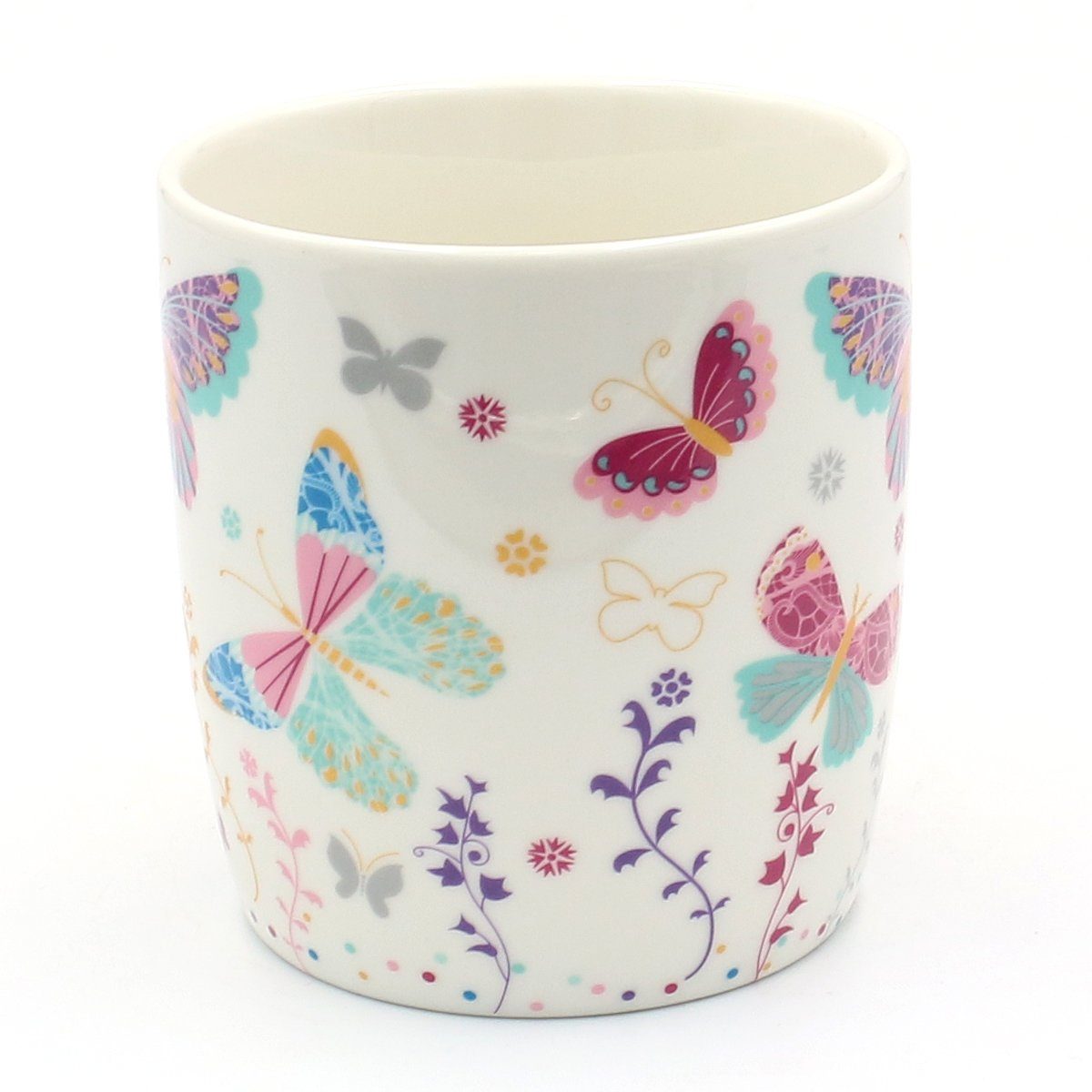 Dekohelden24 Tasse 2er Set Kaffeebecher - Porzellan bunte Motiv: Porzellan aus Kaffeetasse Schmette